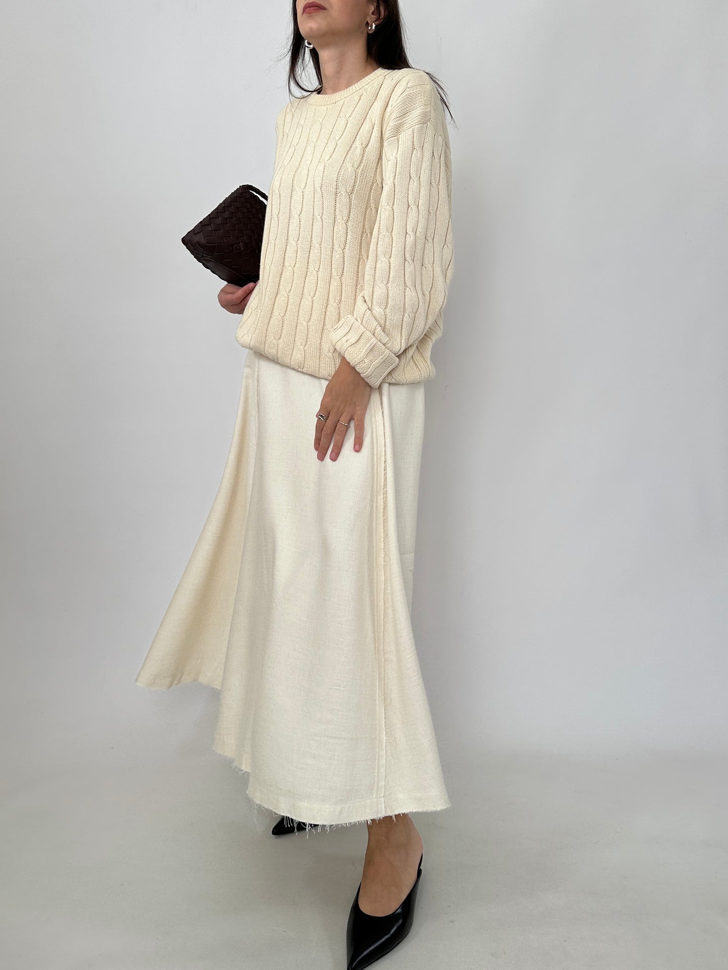 Cream Cable Knit Pure Cotton Sweater