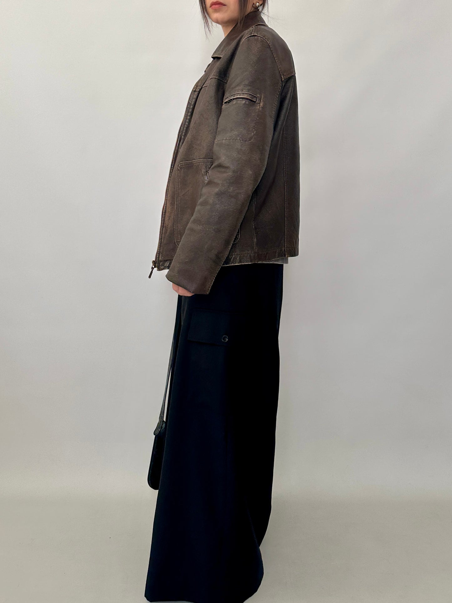 Genuine leather distressed jacket