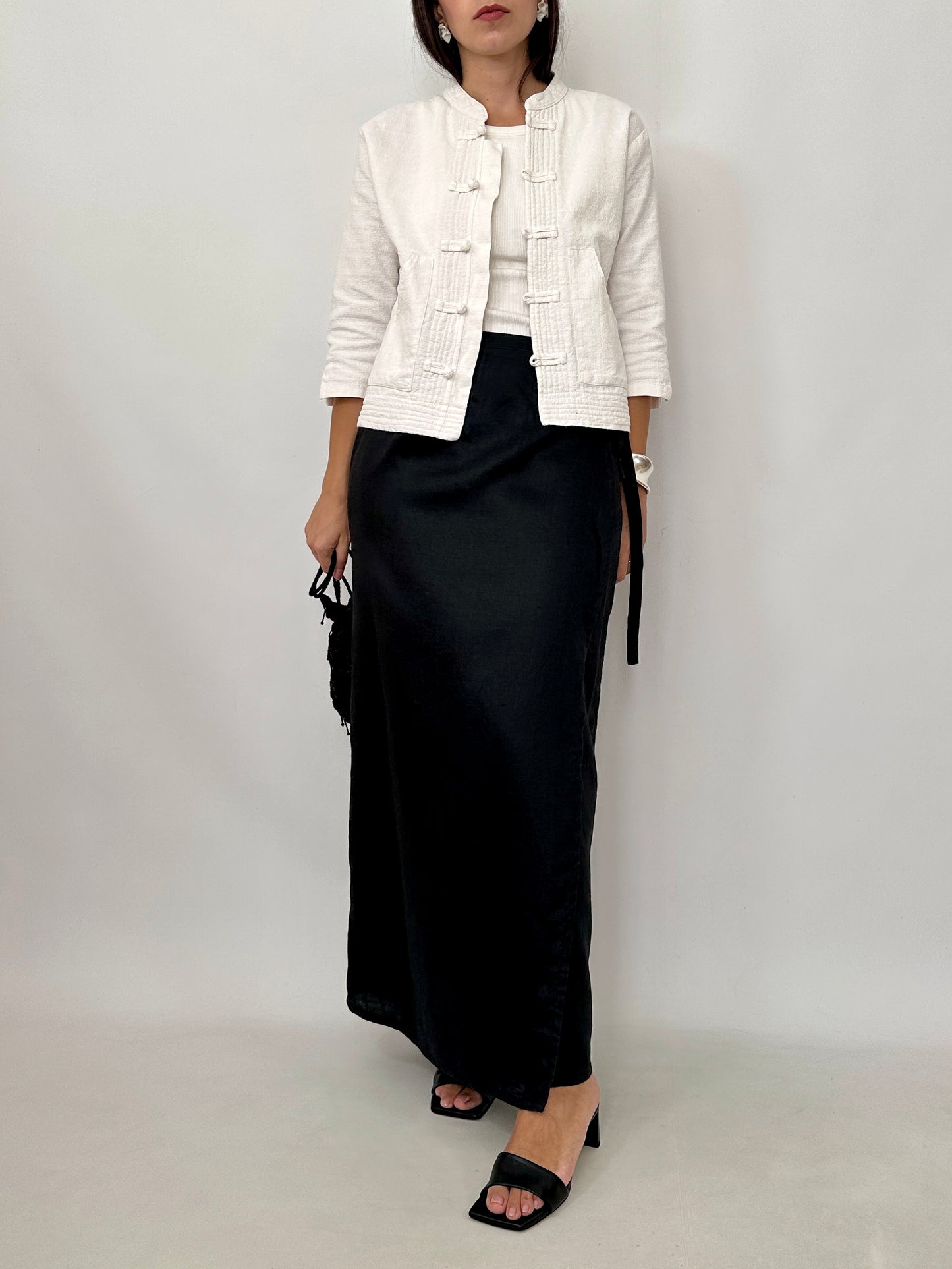 Boxy Textured Frog Closure Jacket