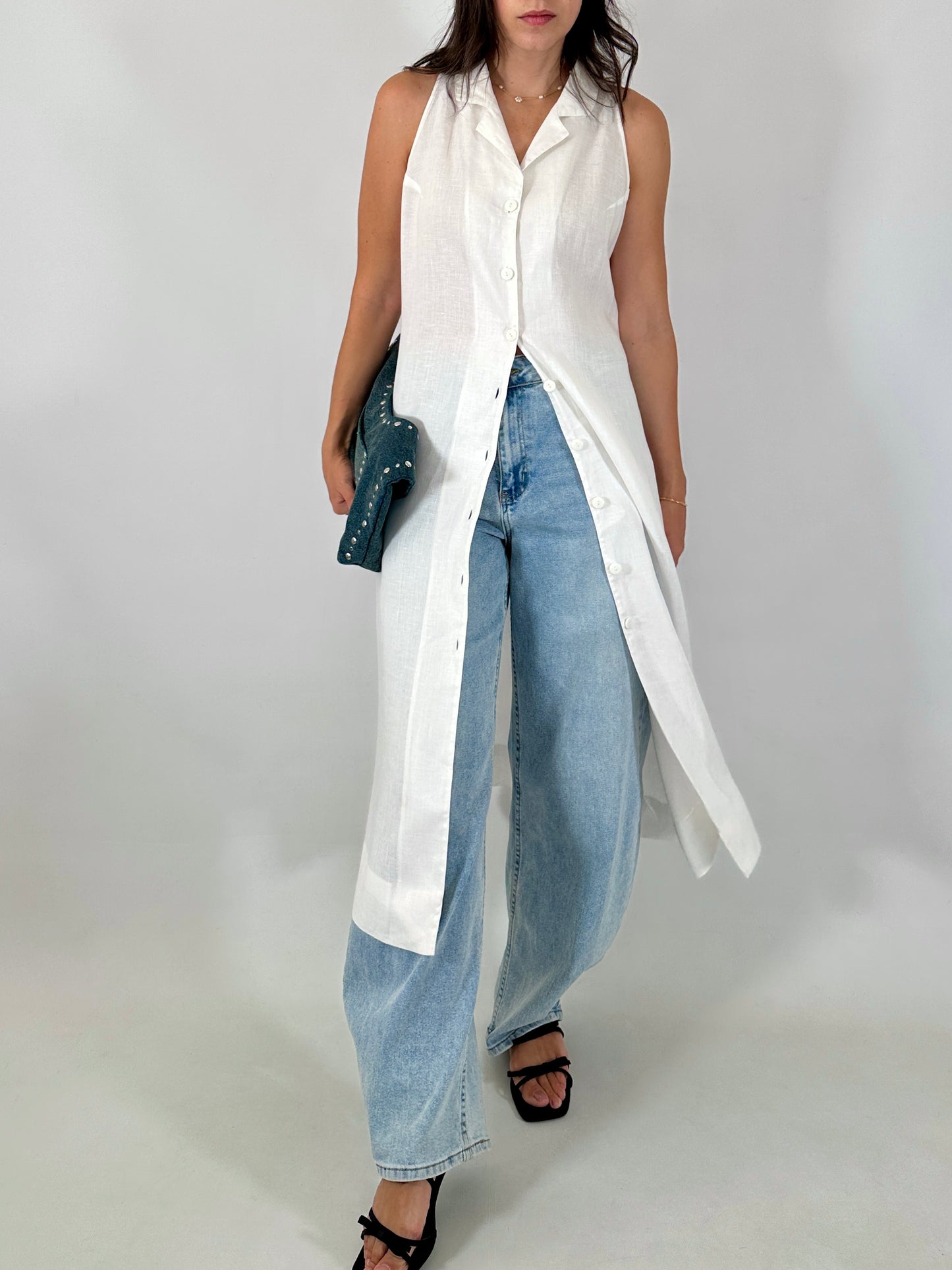 Pure linen chemisier dress