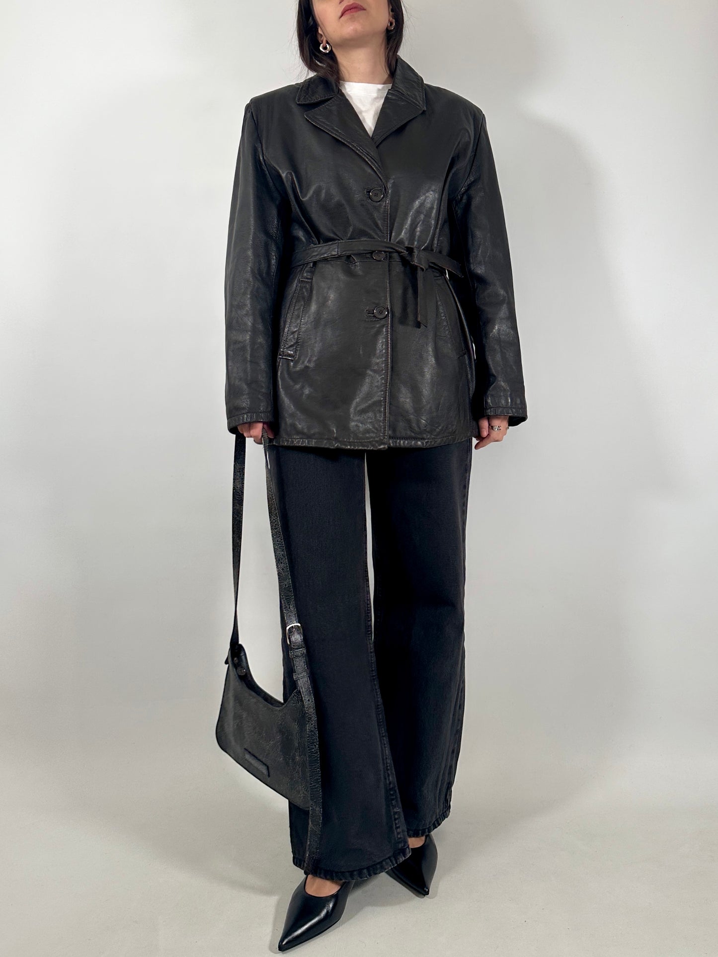 Belted Brown Leather Jacket