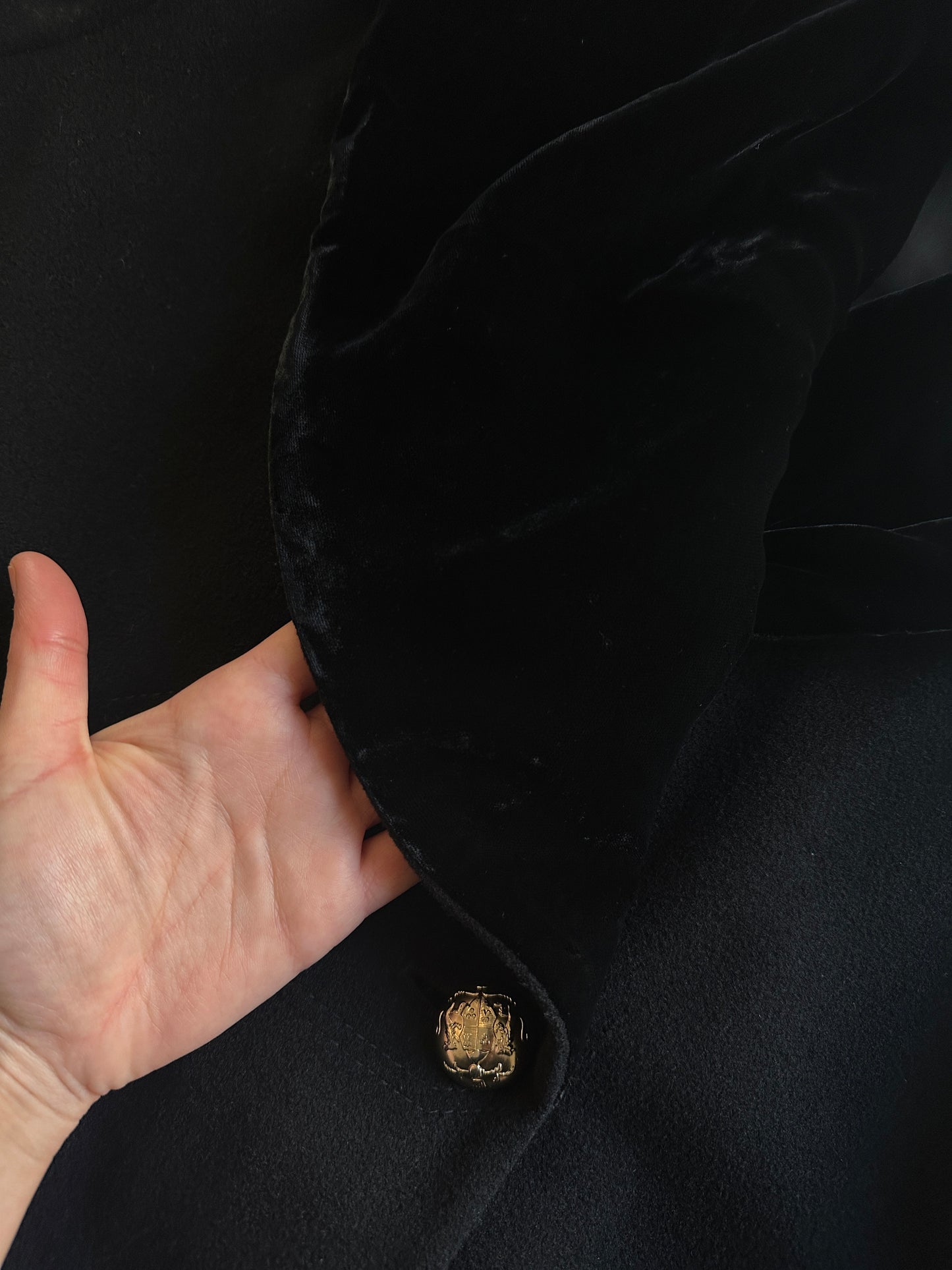 Vintage Wool Coat with Convertible Velvet Collar