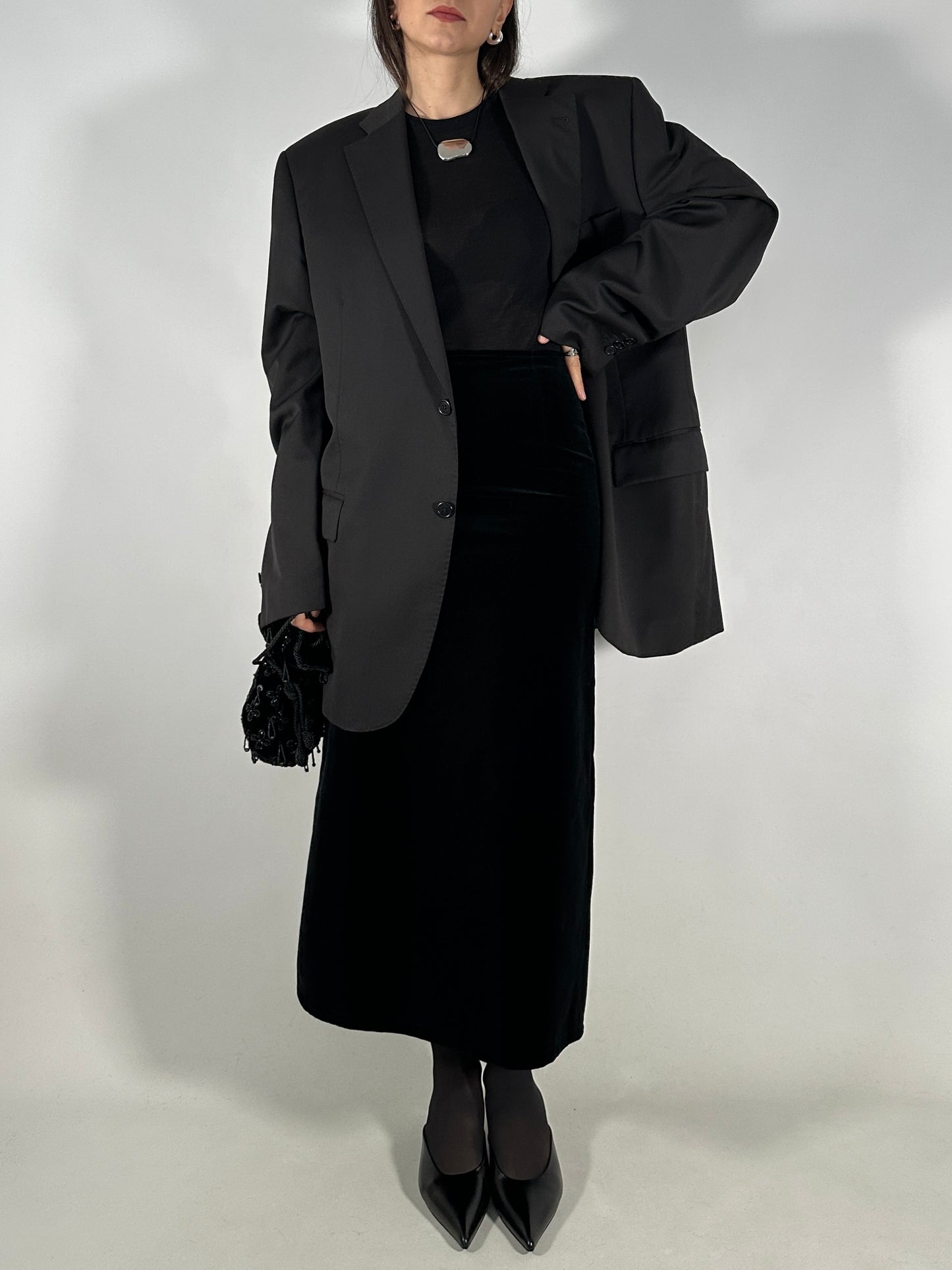 Long Velvet Skirt with Back Slit