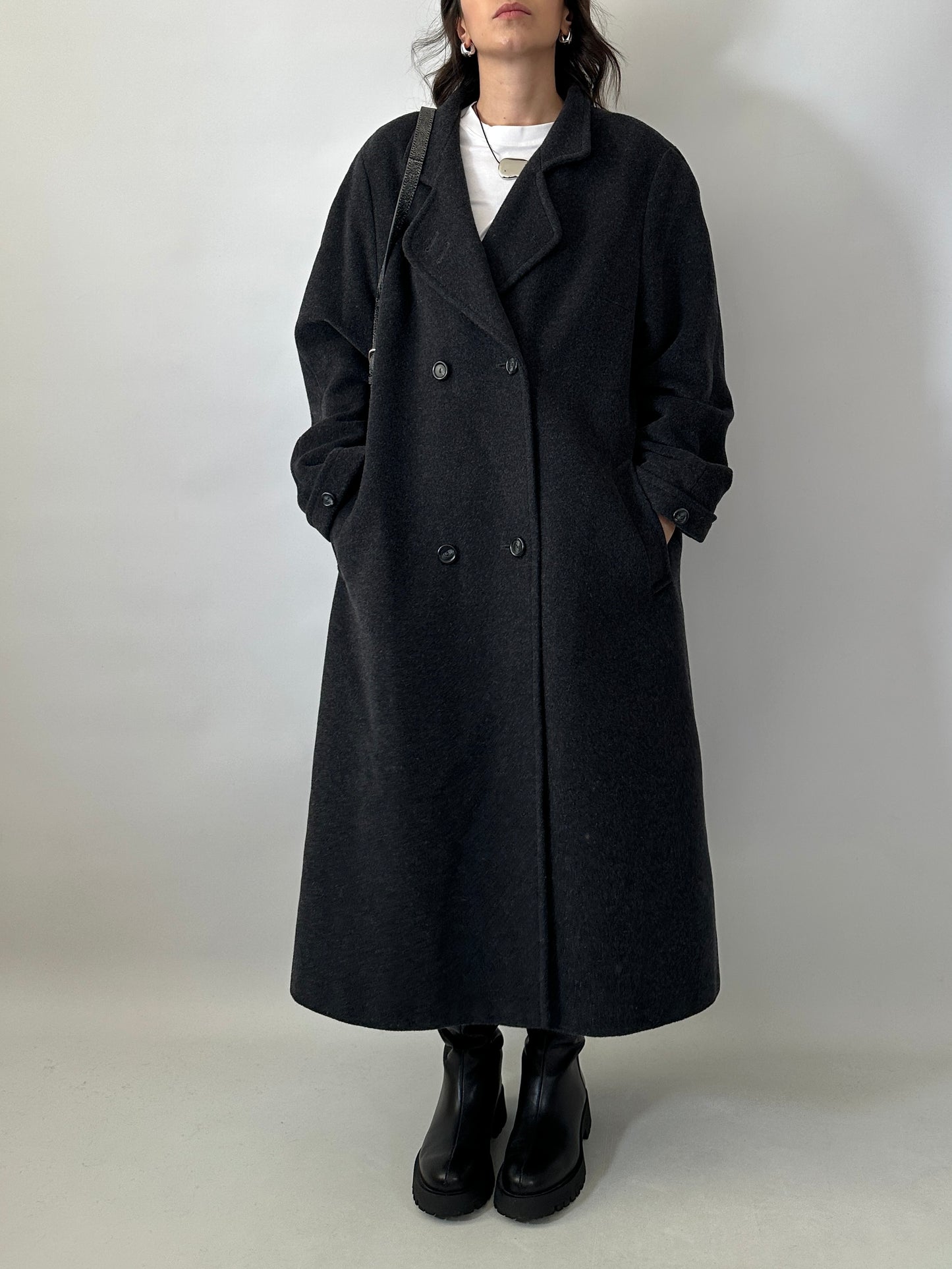 Vintage wool and kid mohair long coat - oversized fit
