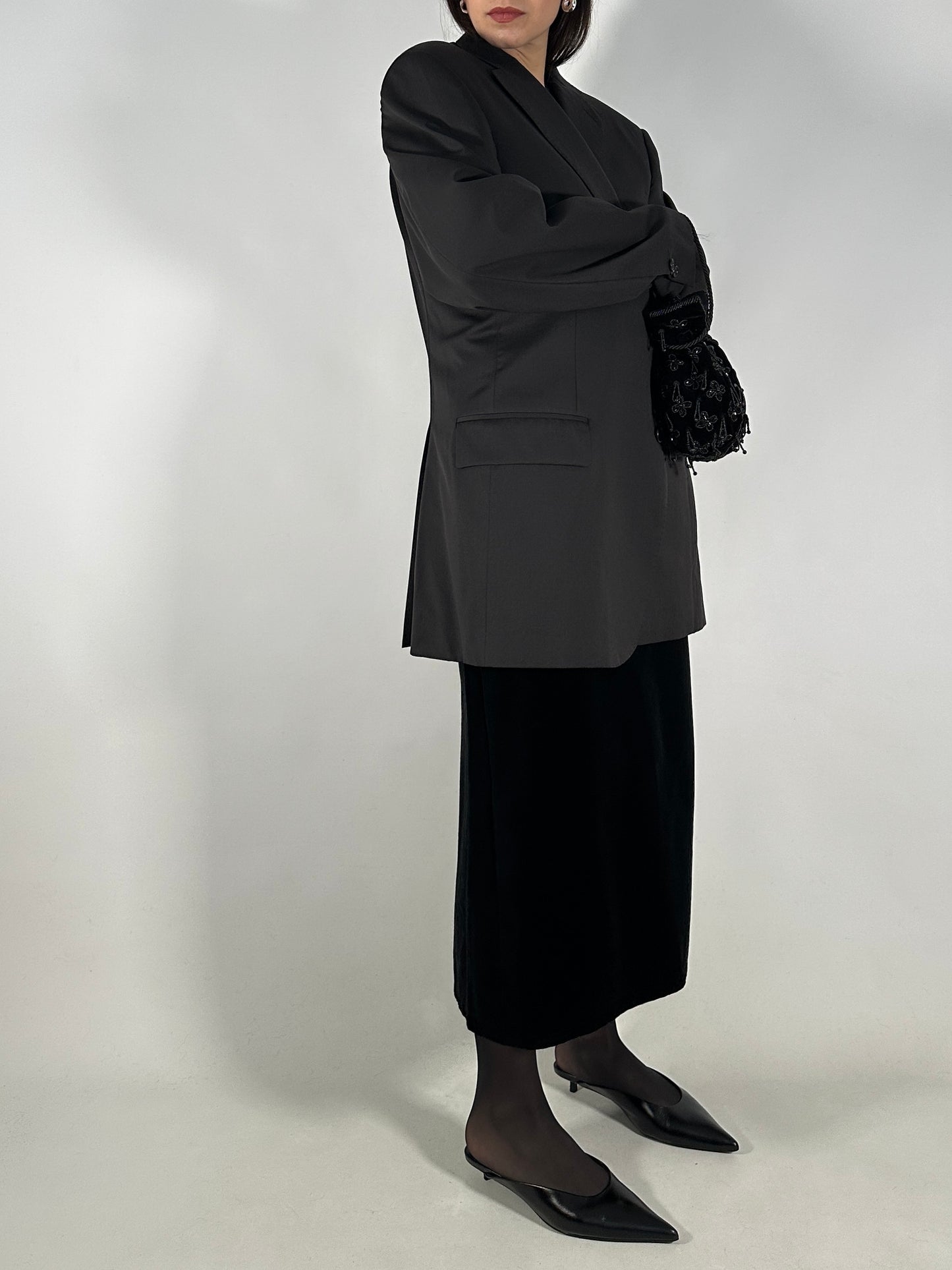 Long Velvet Skirt with Back Slit