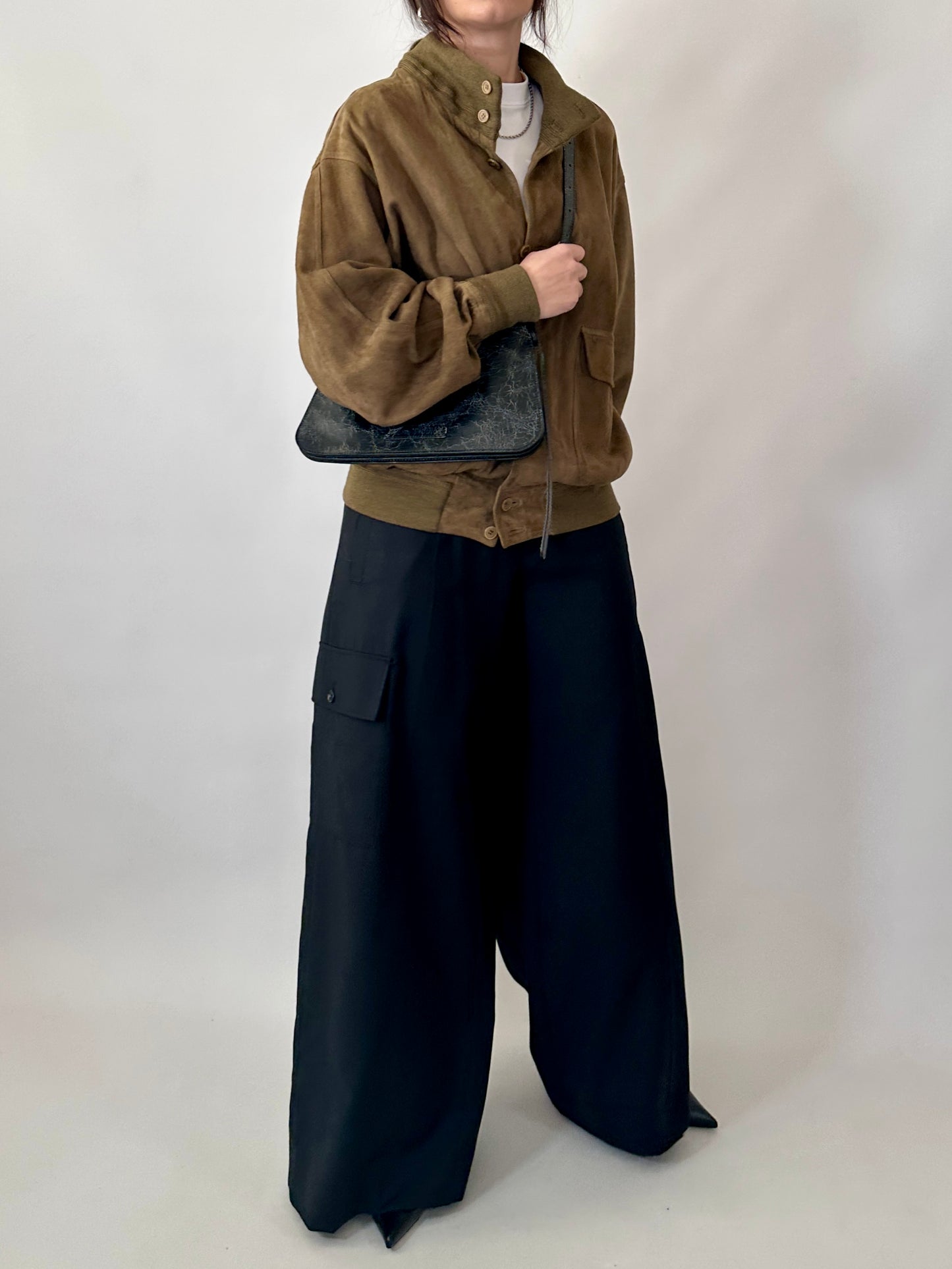 Real suede khaki bomber