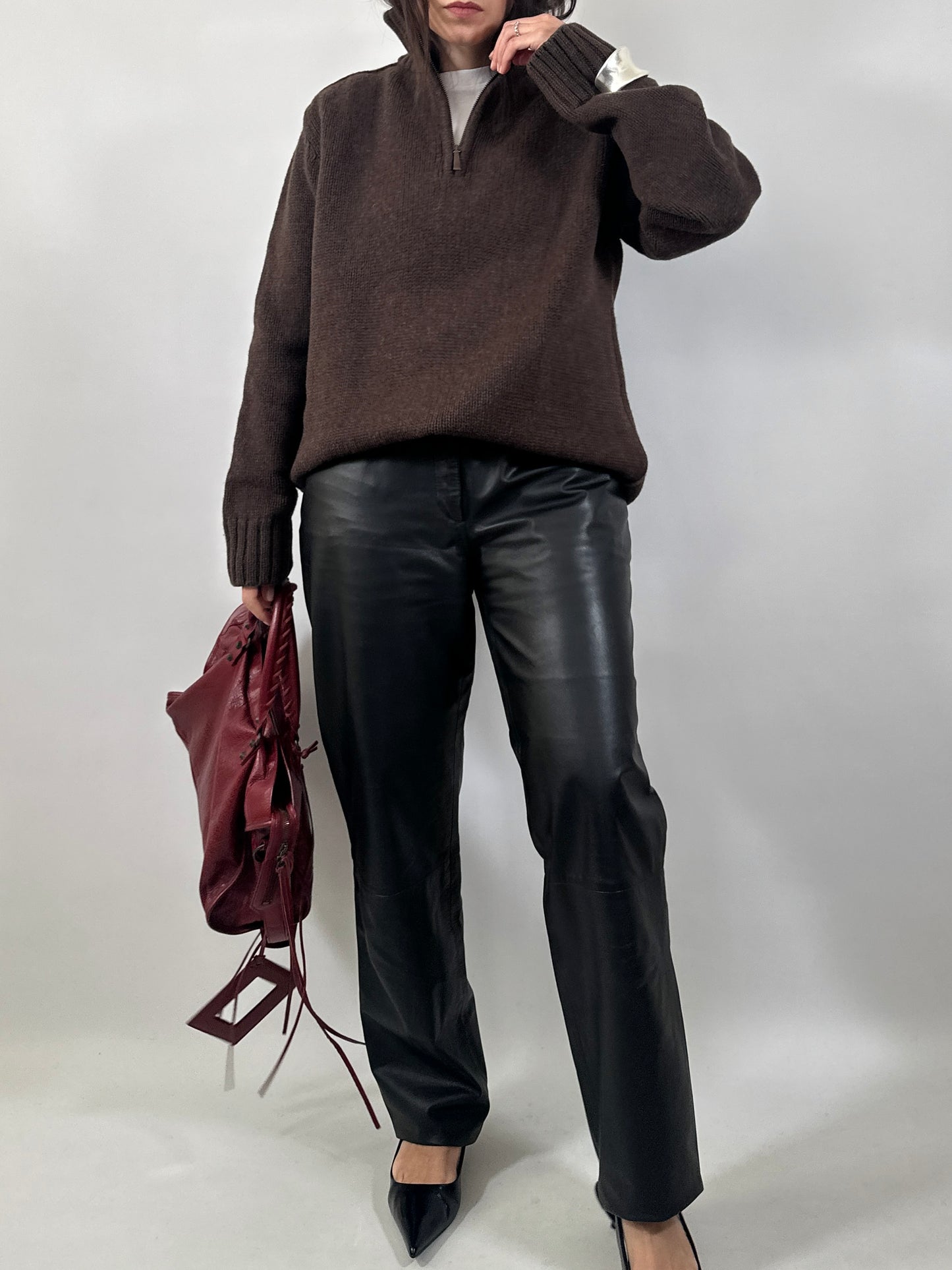 Vintage Leather Five-Pocket Trousers