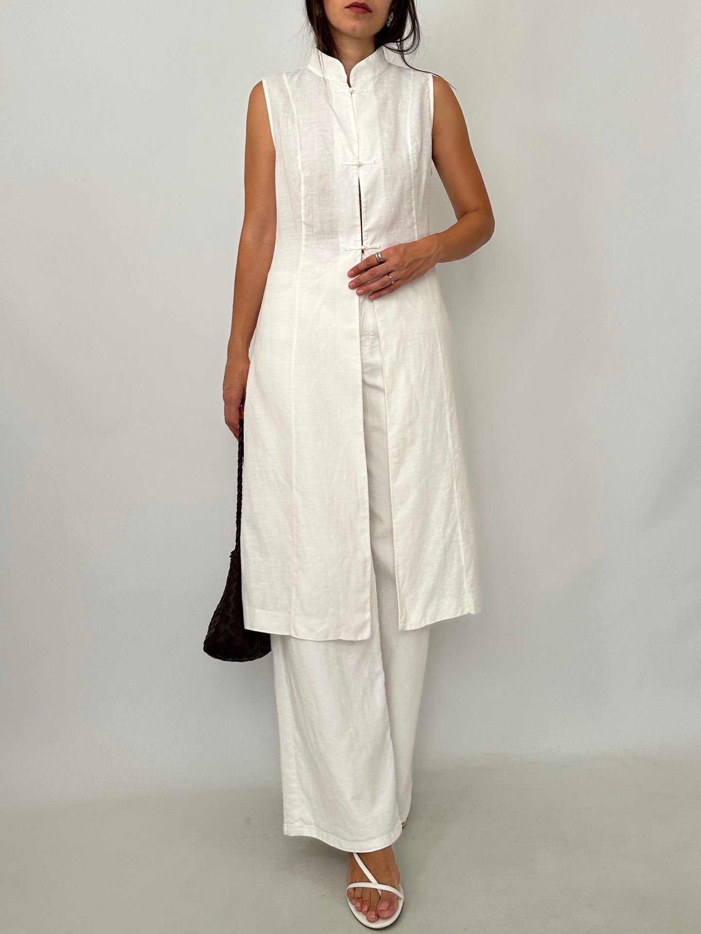 Linen Mandarin Long Vest