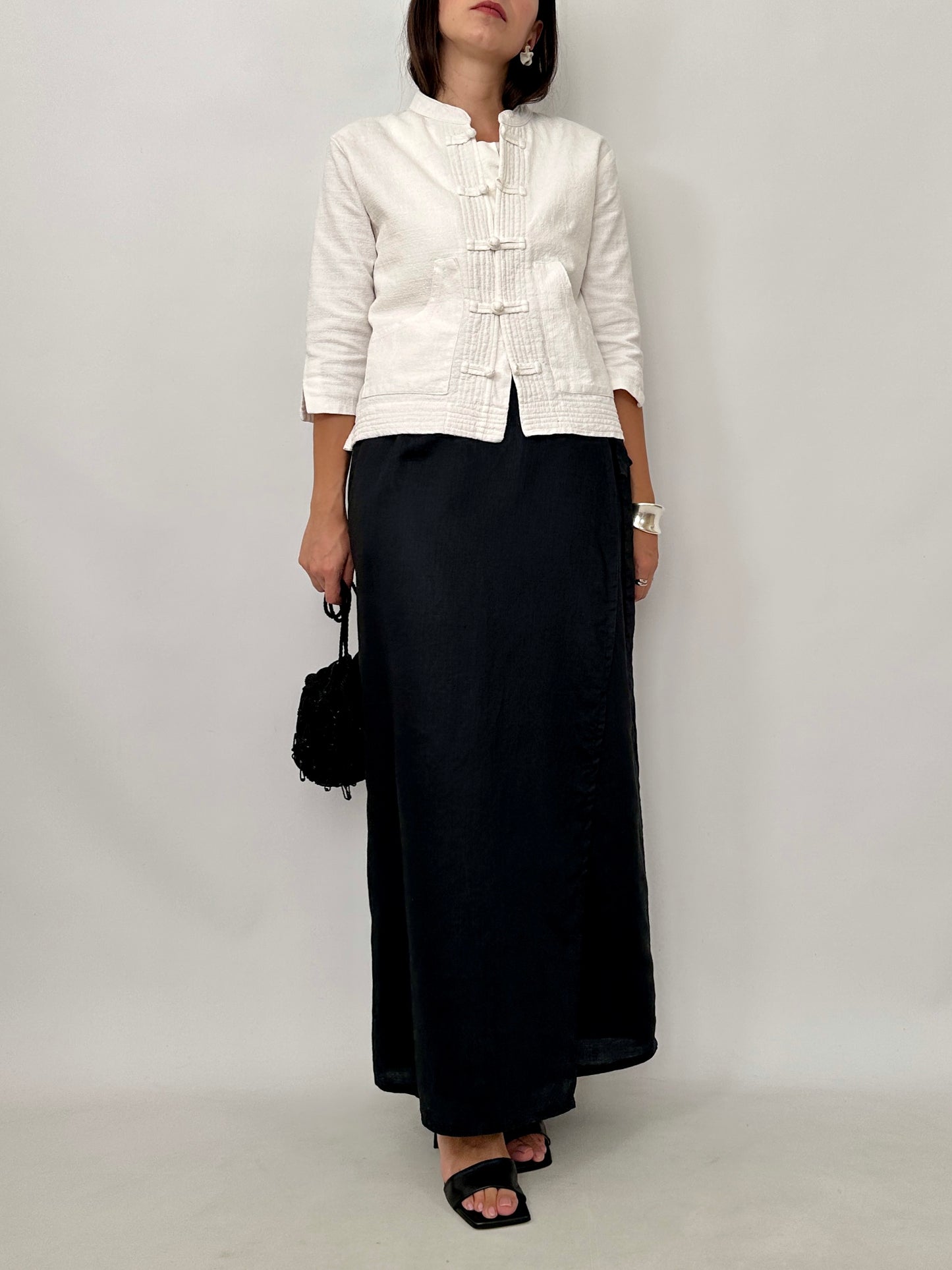 Boxy Textured Frog Closure Jacket