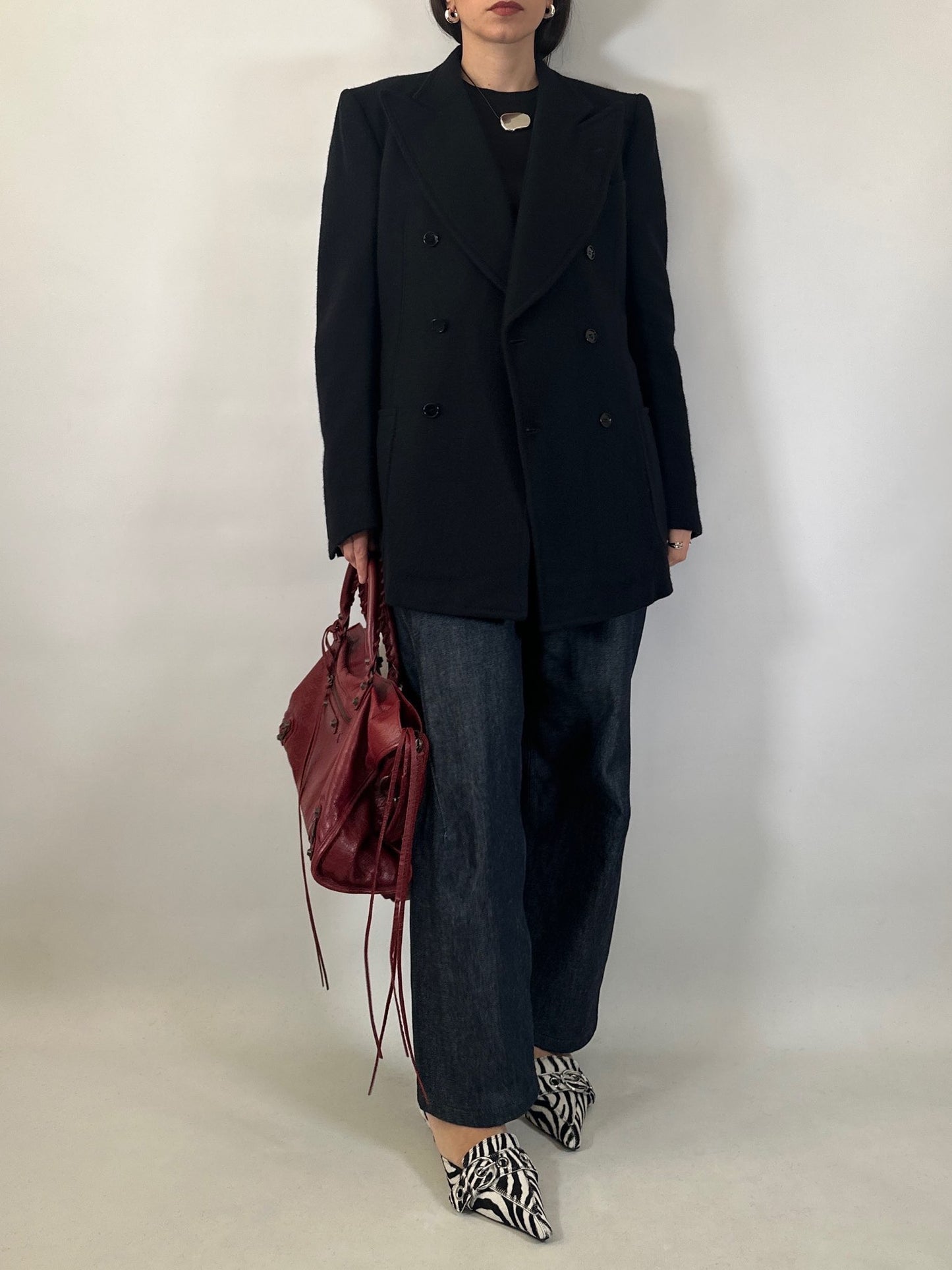 Vintage Black Structured Wool Blazer