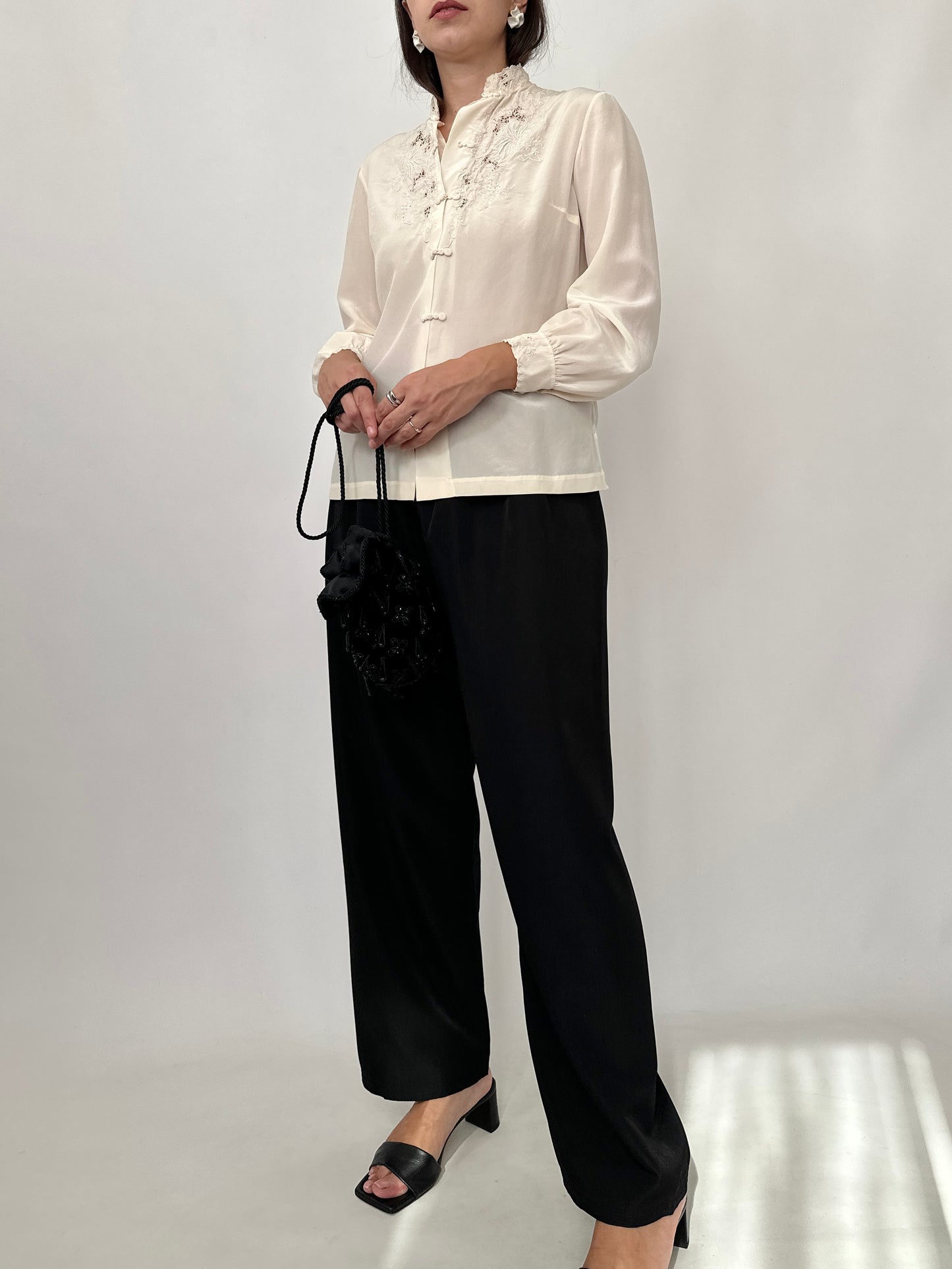 Hand-Embroidered Vintage Silk Blouse