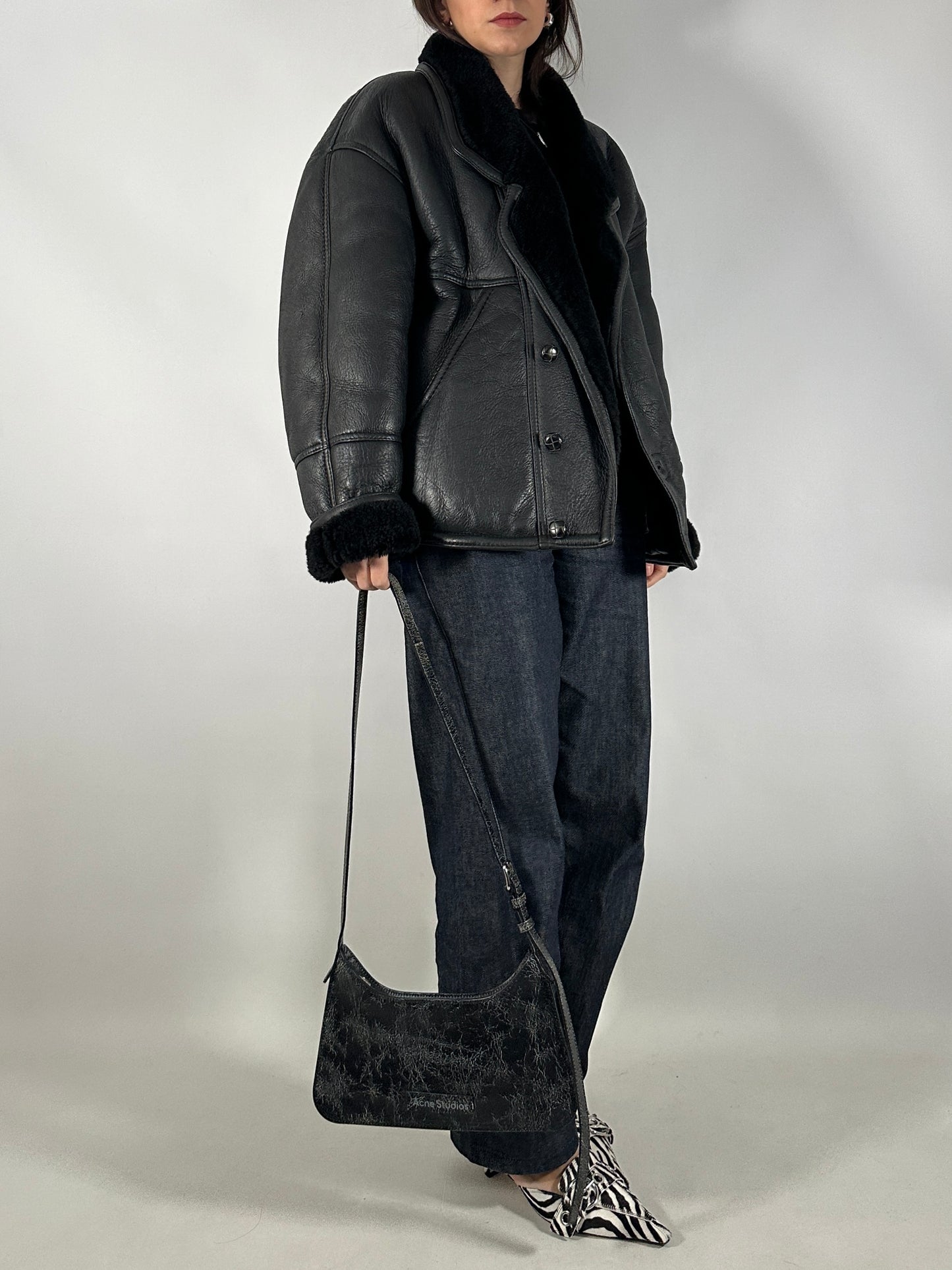 Vintage Black Shearling Jacket