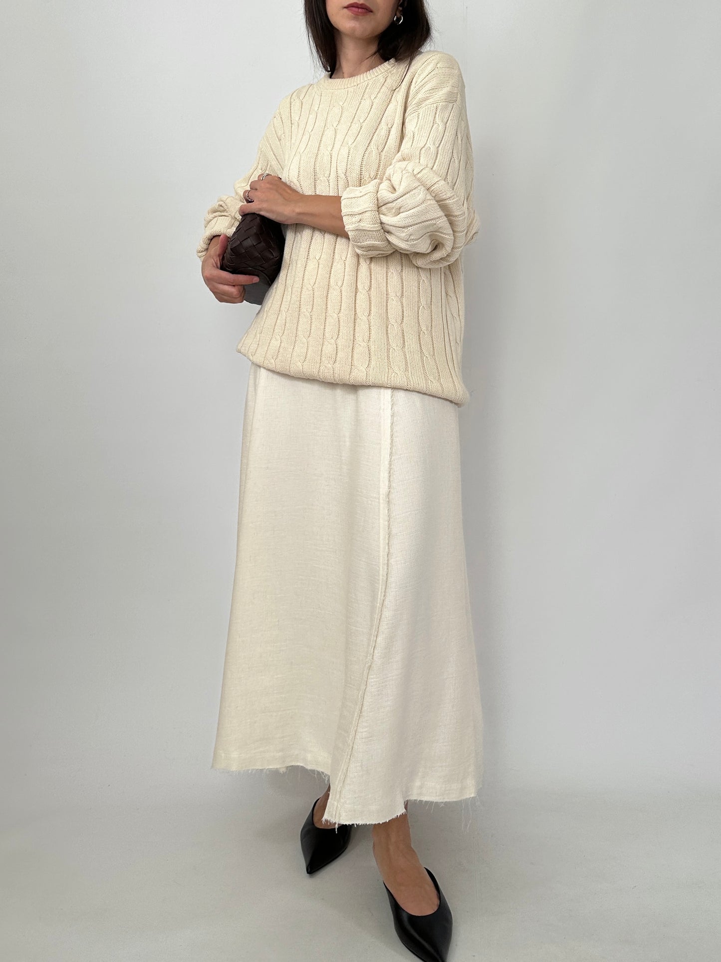 Cream Cable Knit Pure Cotton Sweater