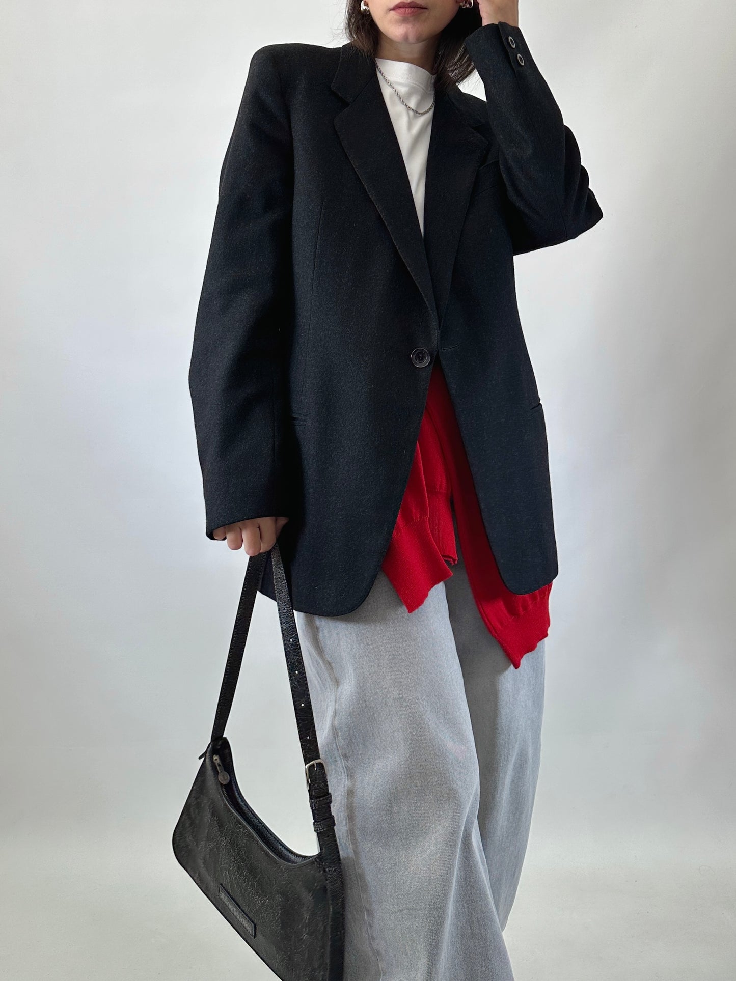 Vintage wool one-button blazer