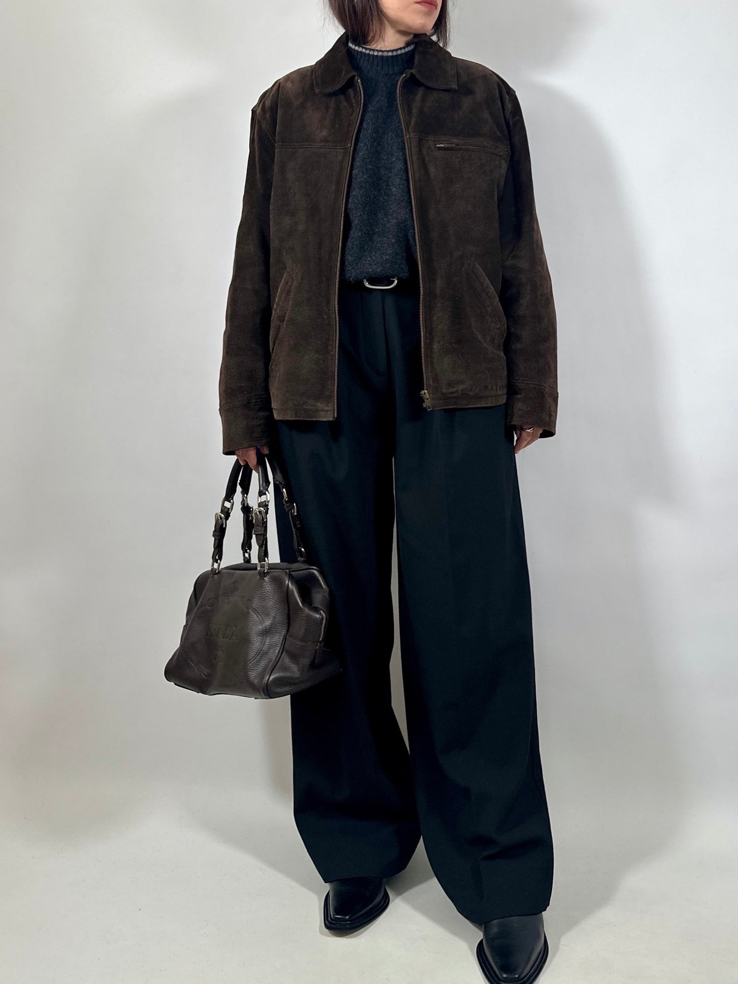 Brown Leather Zipped Jacket
