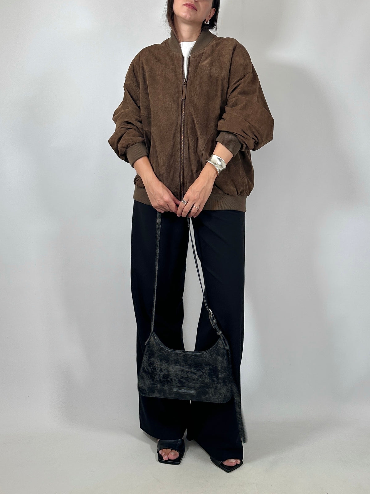 Vintage Suede Bomber Jacket