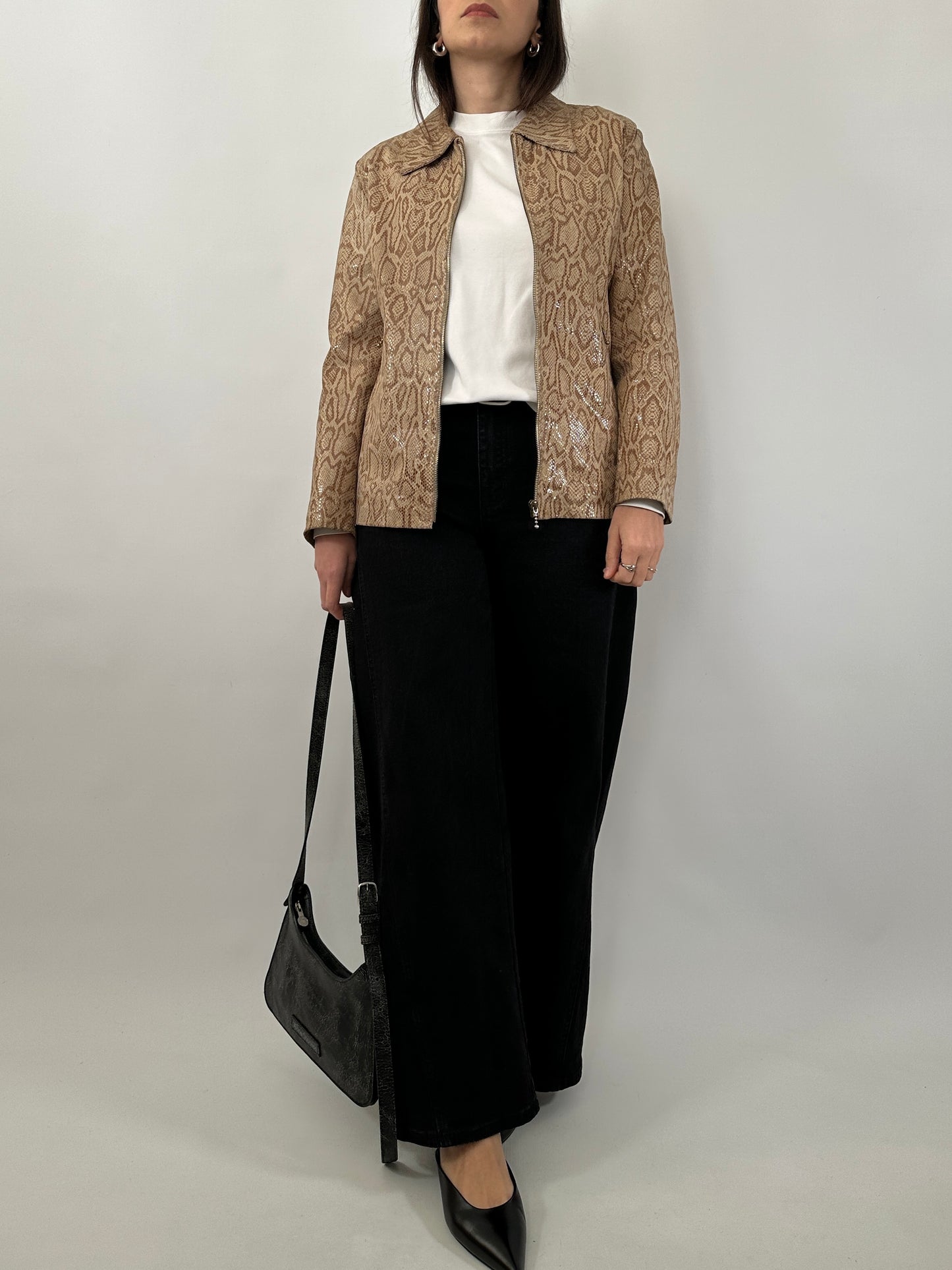 Vintage Snake Print Leather Jacket
