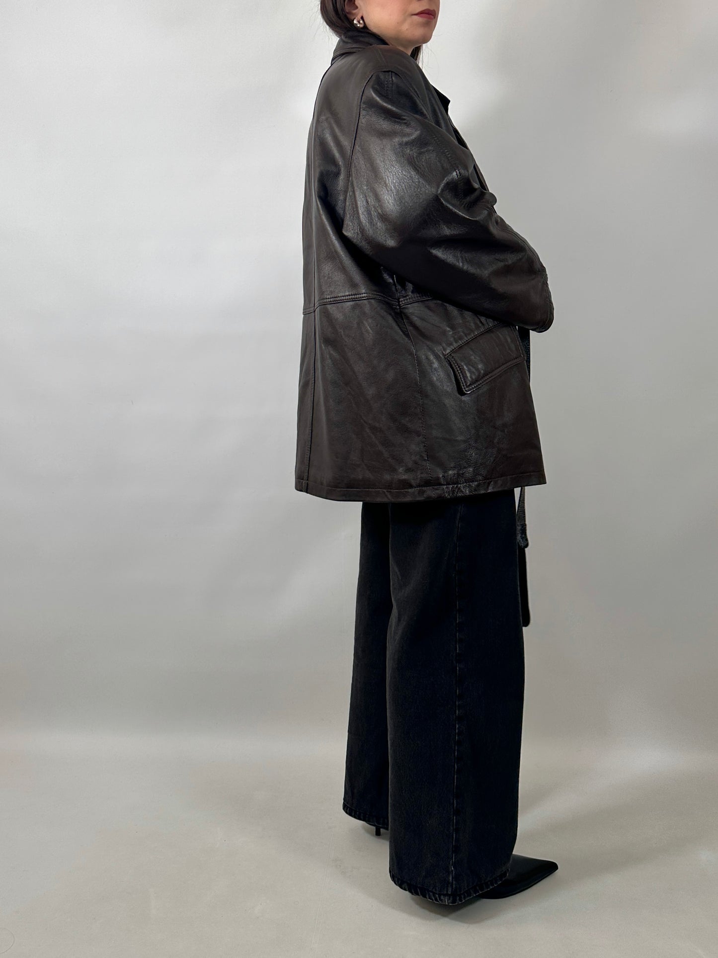 Vintage Soft Leather Double-Breasted Jacket