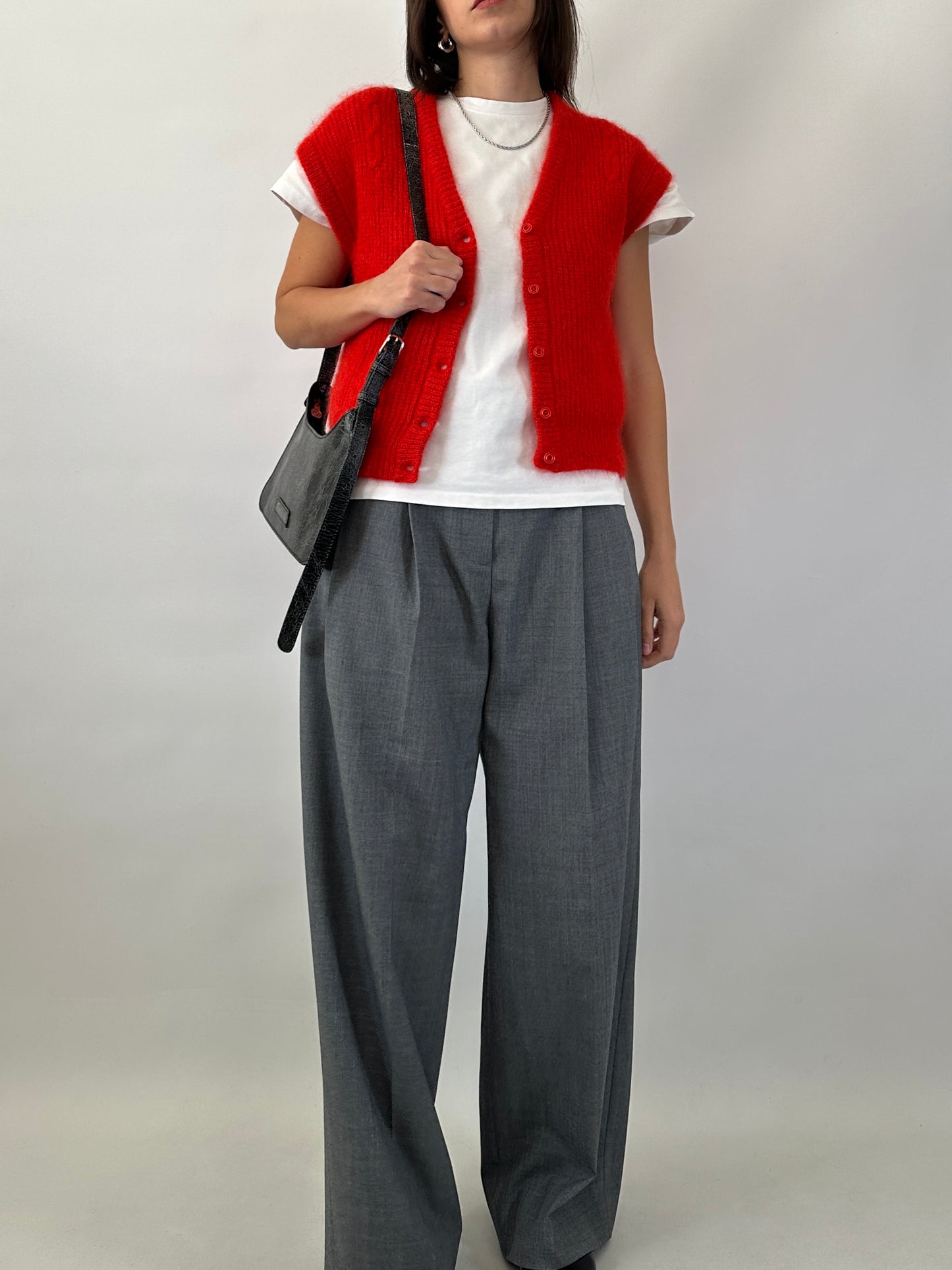 Button-front mohair sweater vest