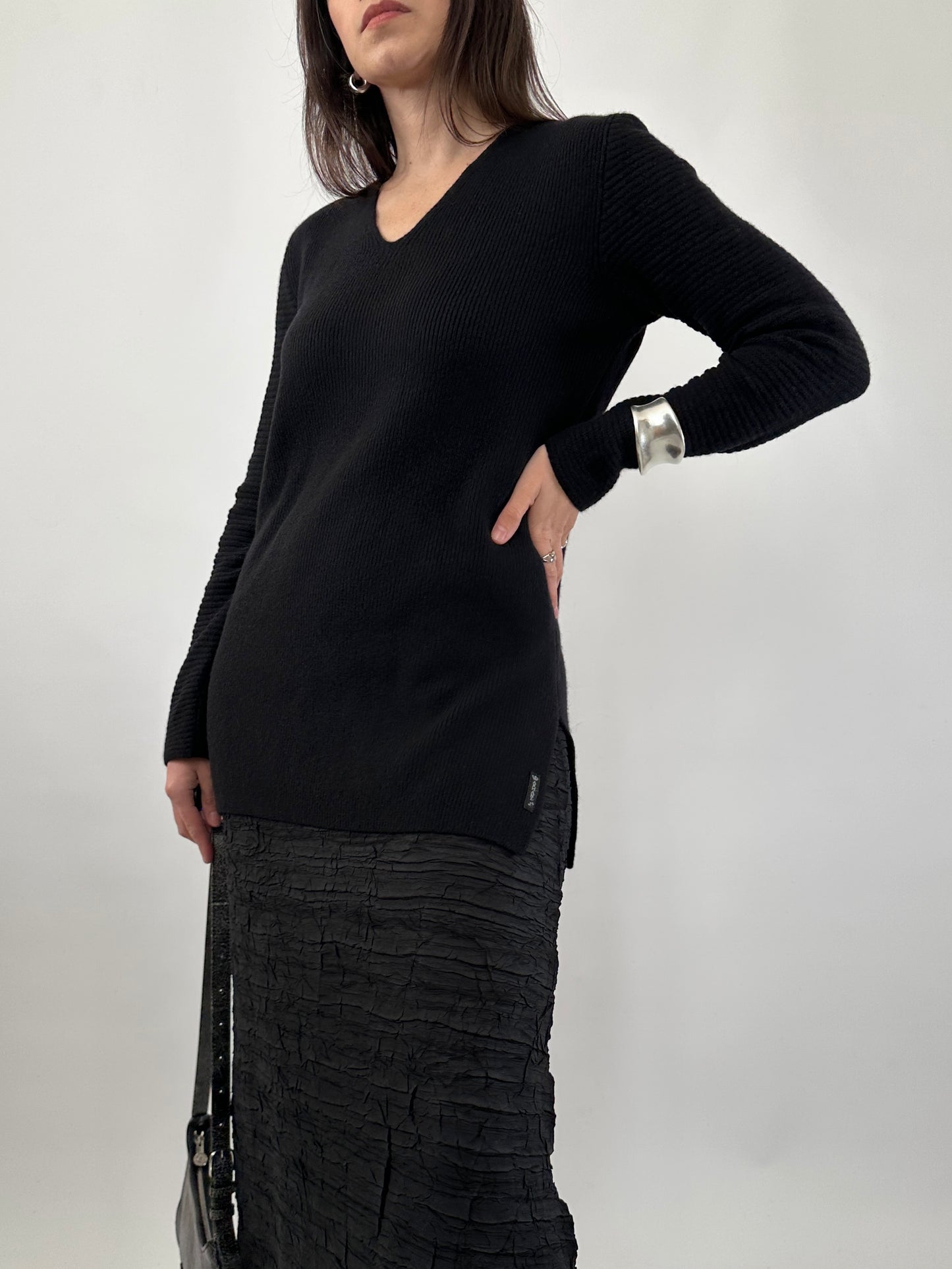 Vintage Armani Jeans Ribbed V-Neck Sweater
