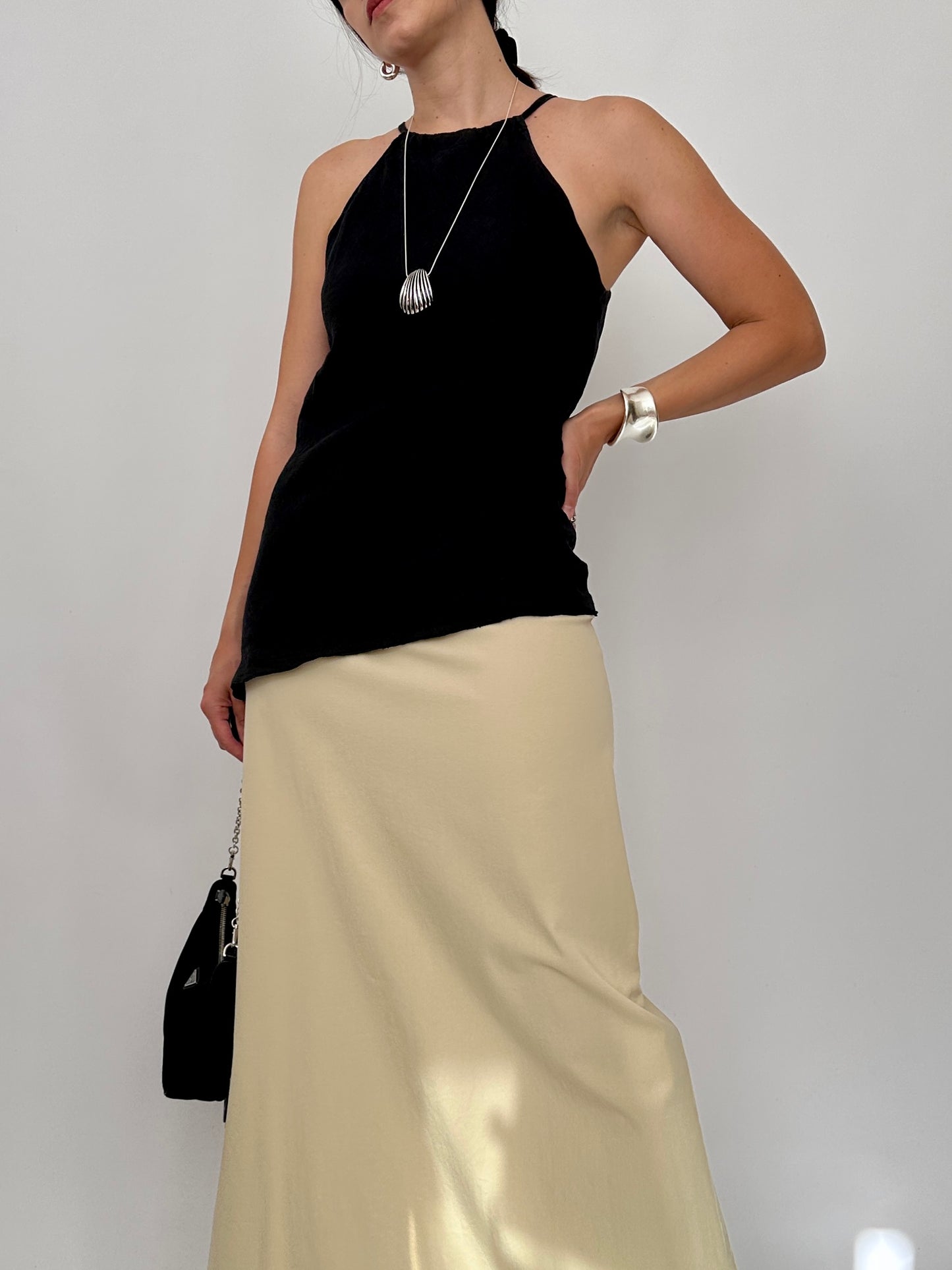 Asymmetric Linen Halter Top