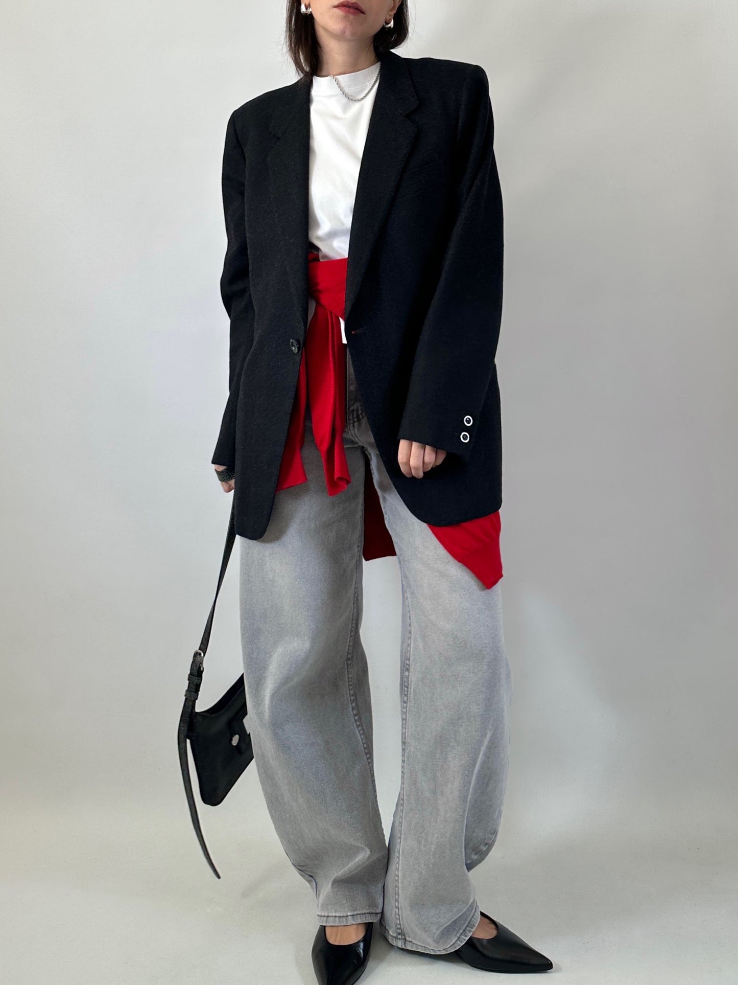 Vintage wool one-button blazer