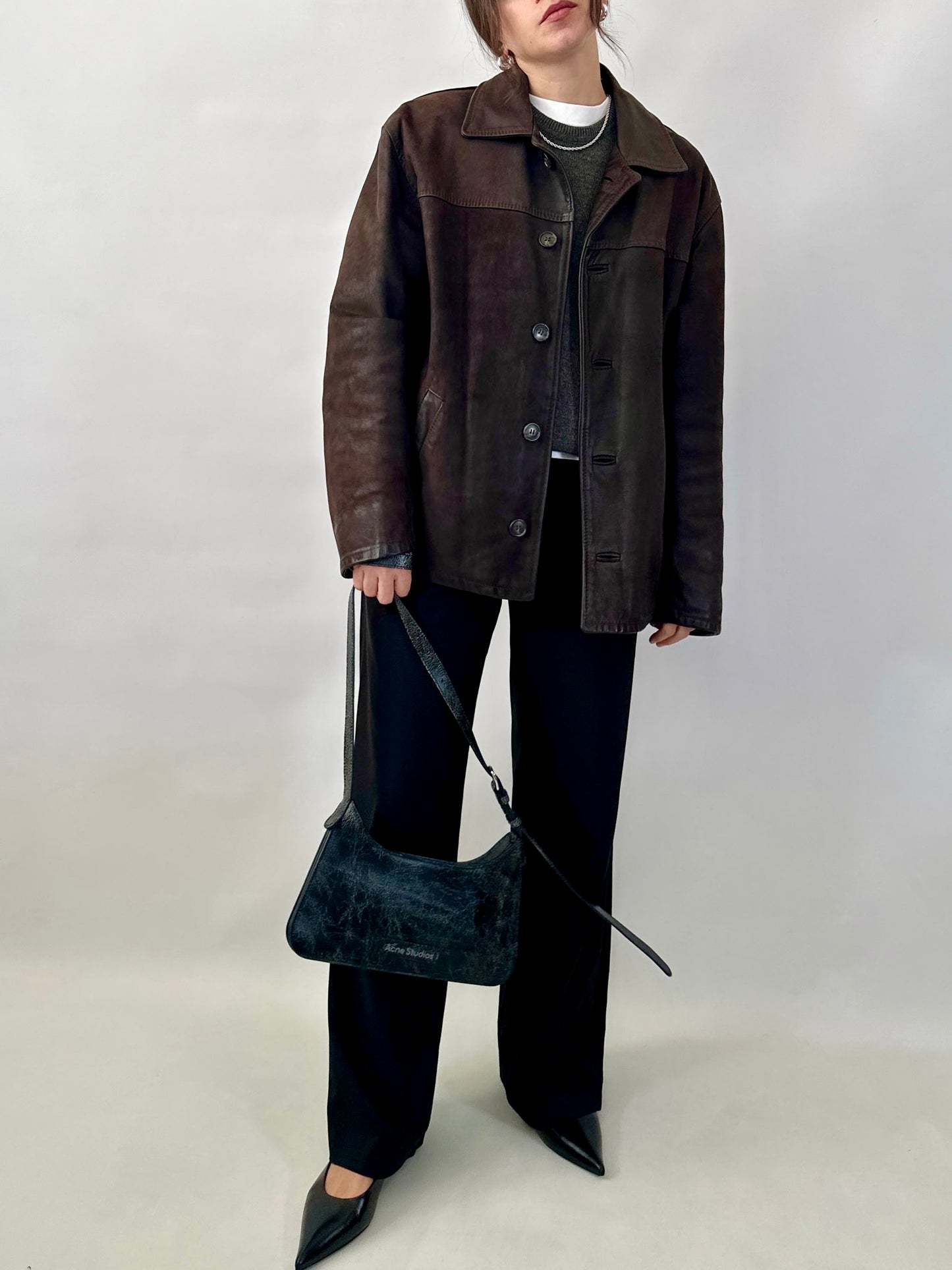 Nubuck leather car coat