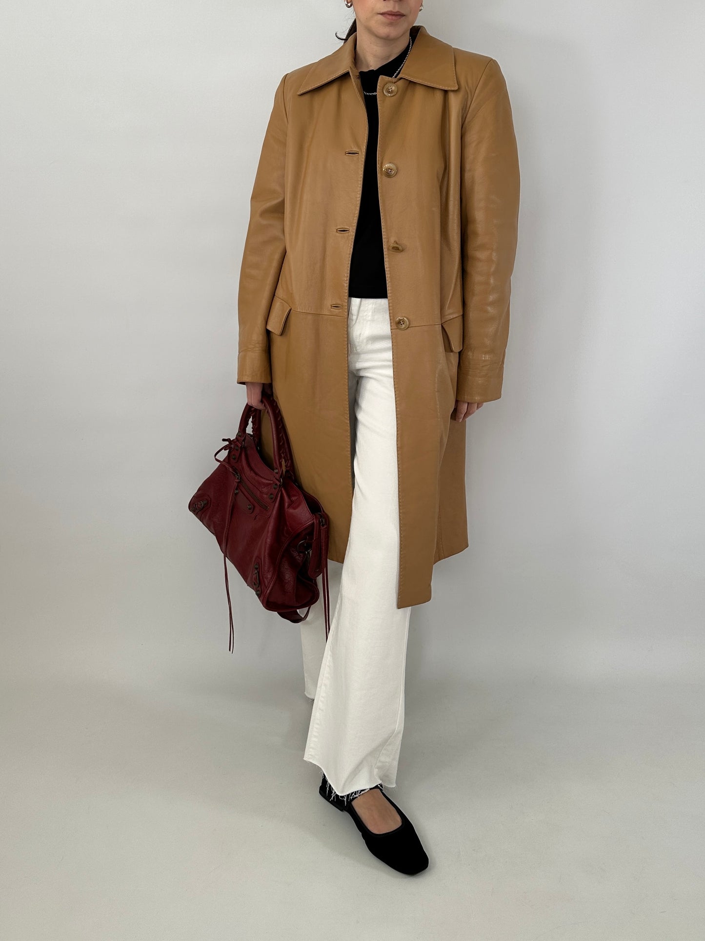 Long soft leather vintage jacket