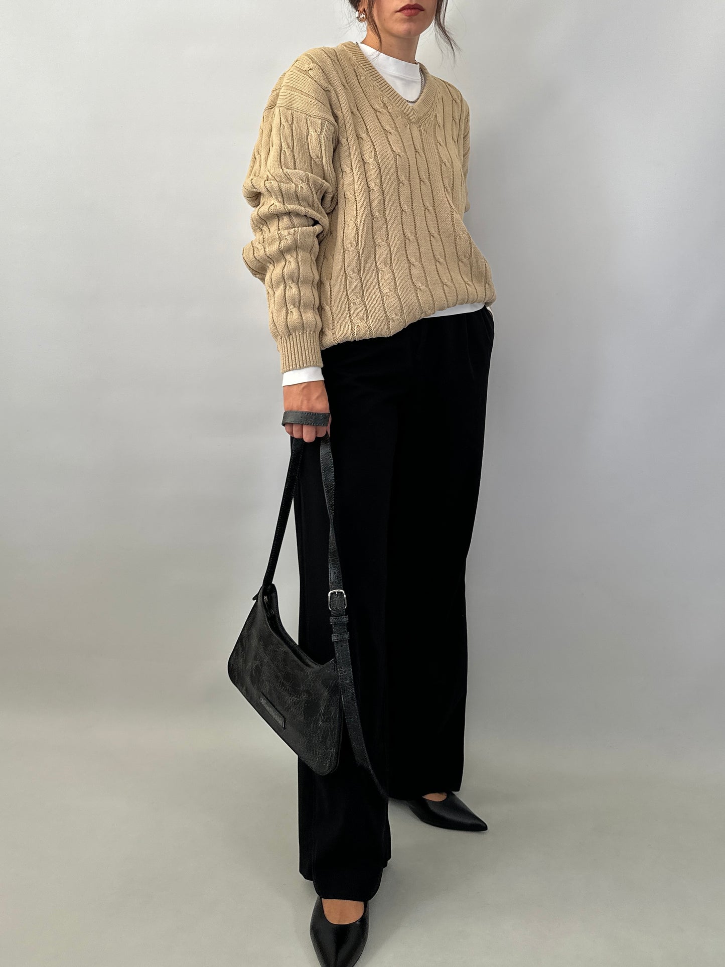Cable-knit cotton sweater