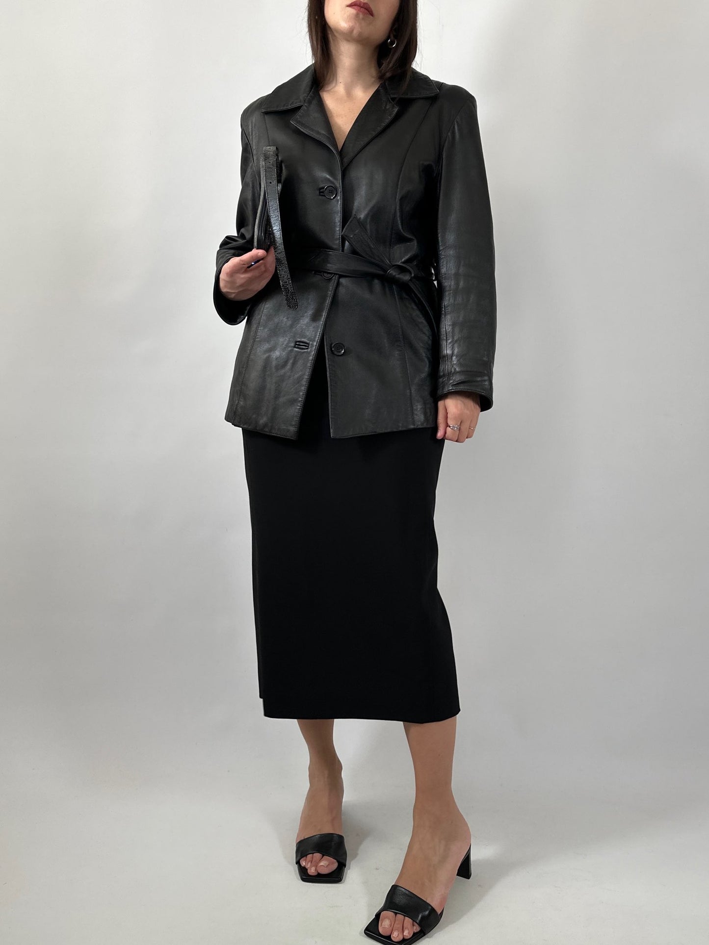 Soft Nappa Leather Belted Jacket