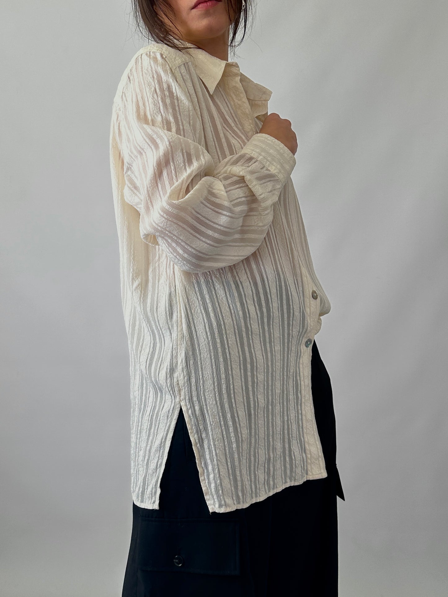 Embroidered vintage ivory shirt