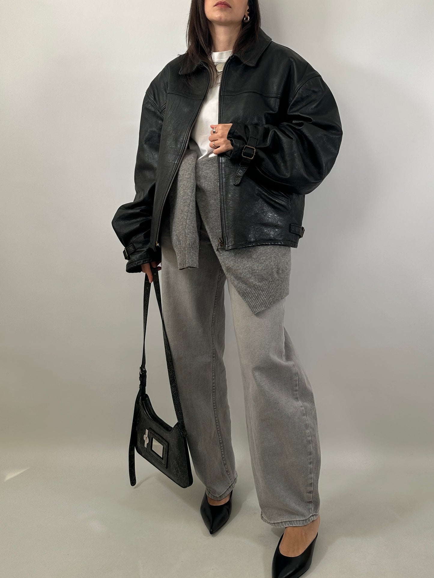Vintage Leather Zip Jacket