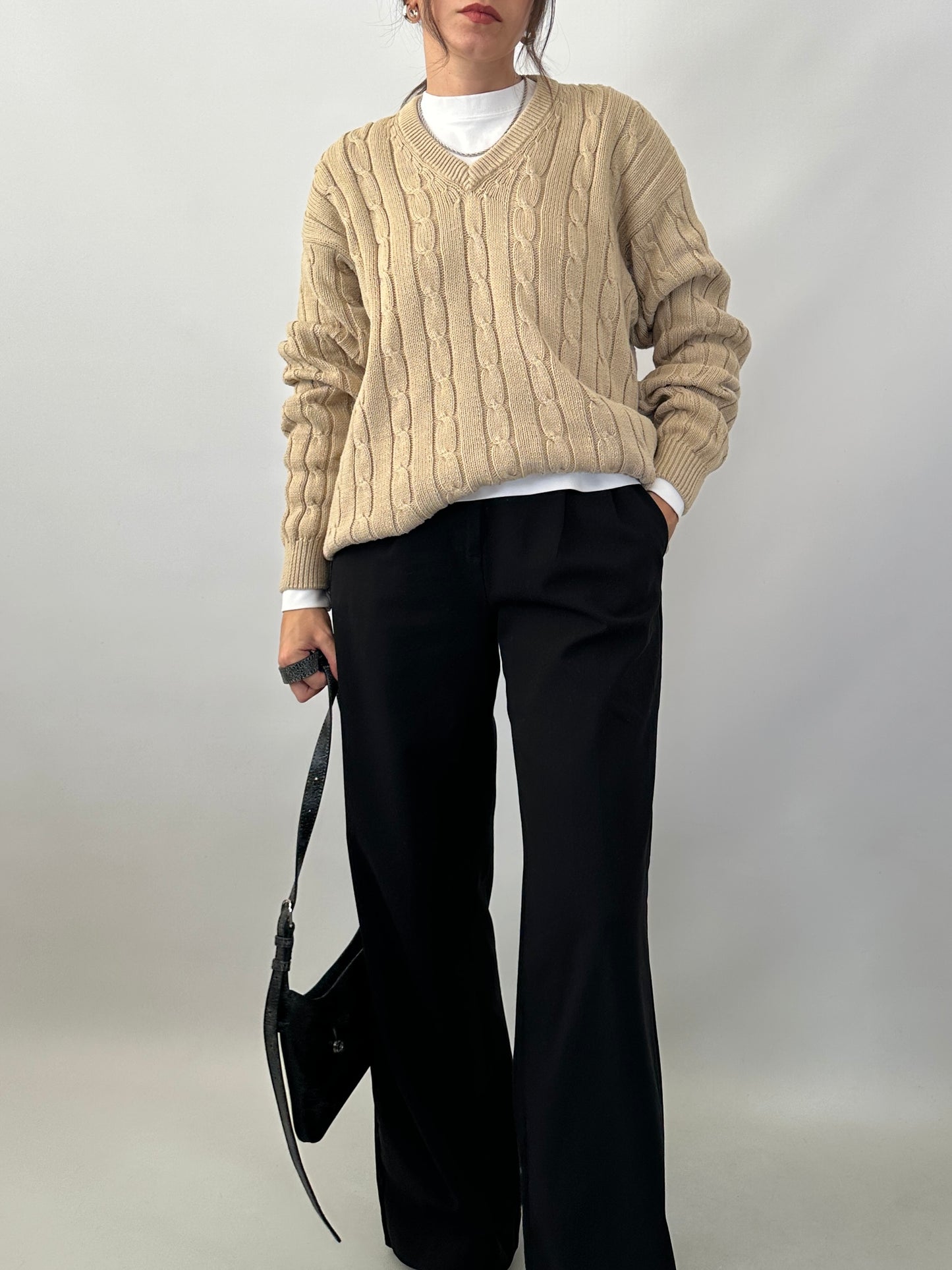 Cable-knit cotton sweater
