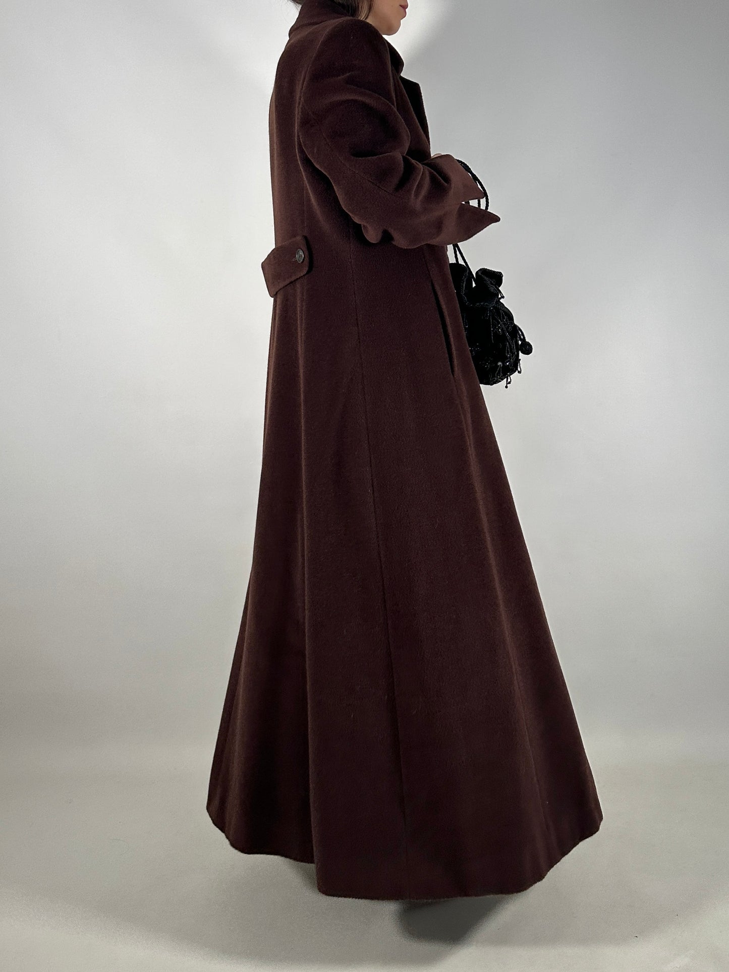 Vintage Extra Long Brown Piacenza Wool Coat