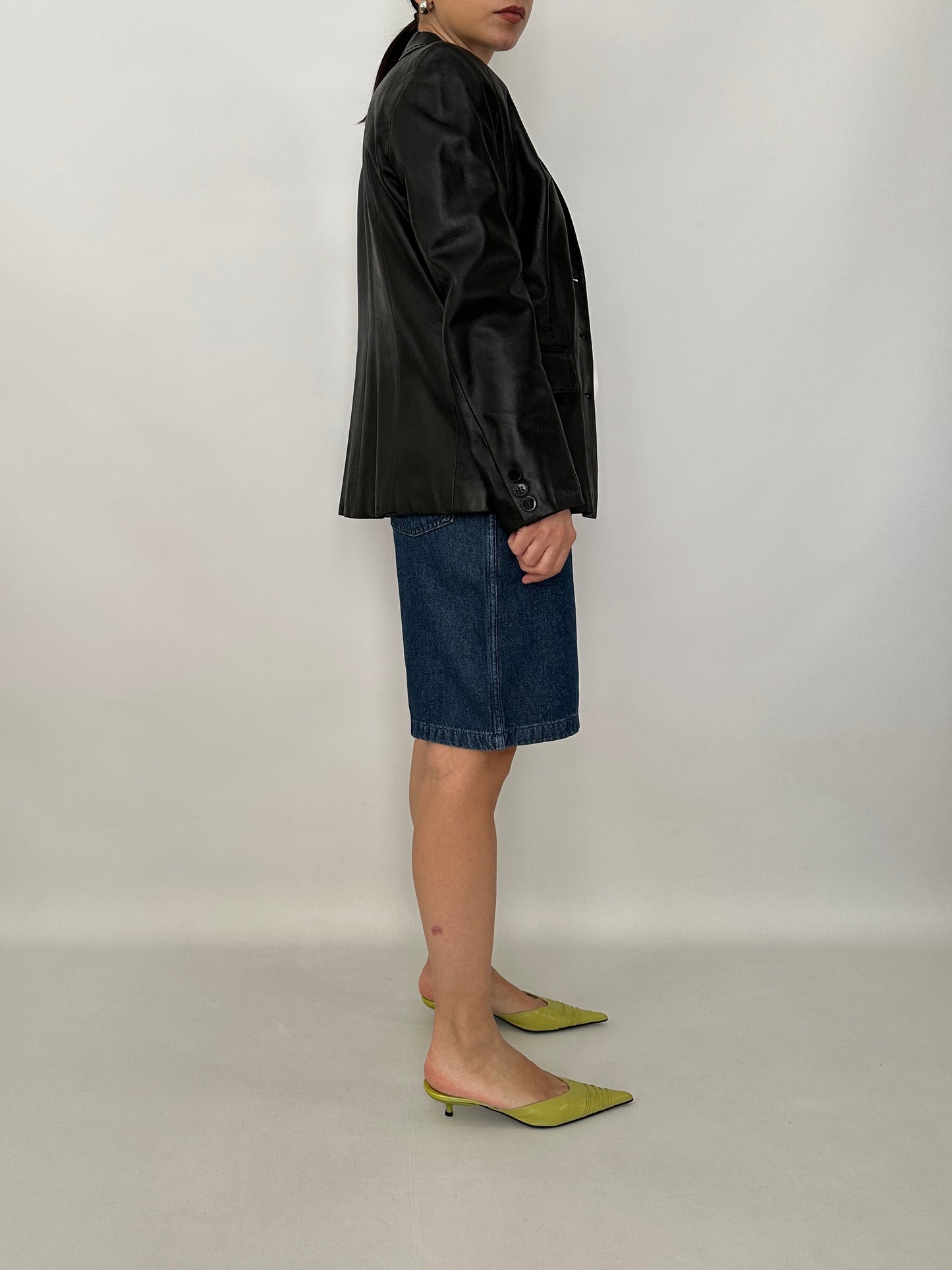 Slim fit nappa leather blazer