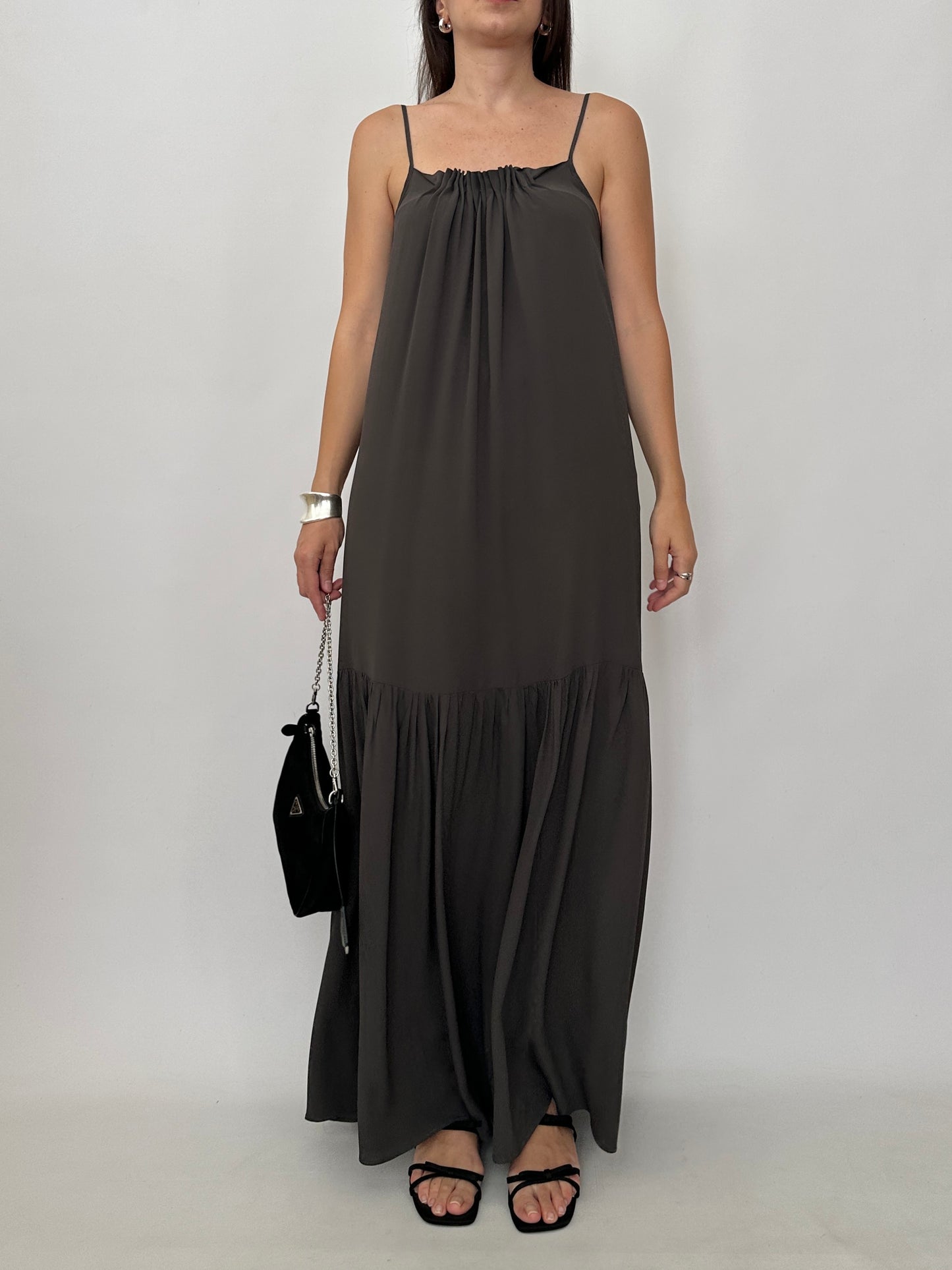 Draped Silk Blend Maxi Dress
