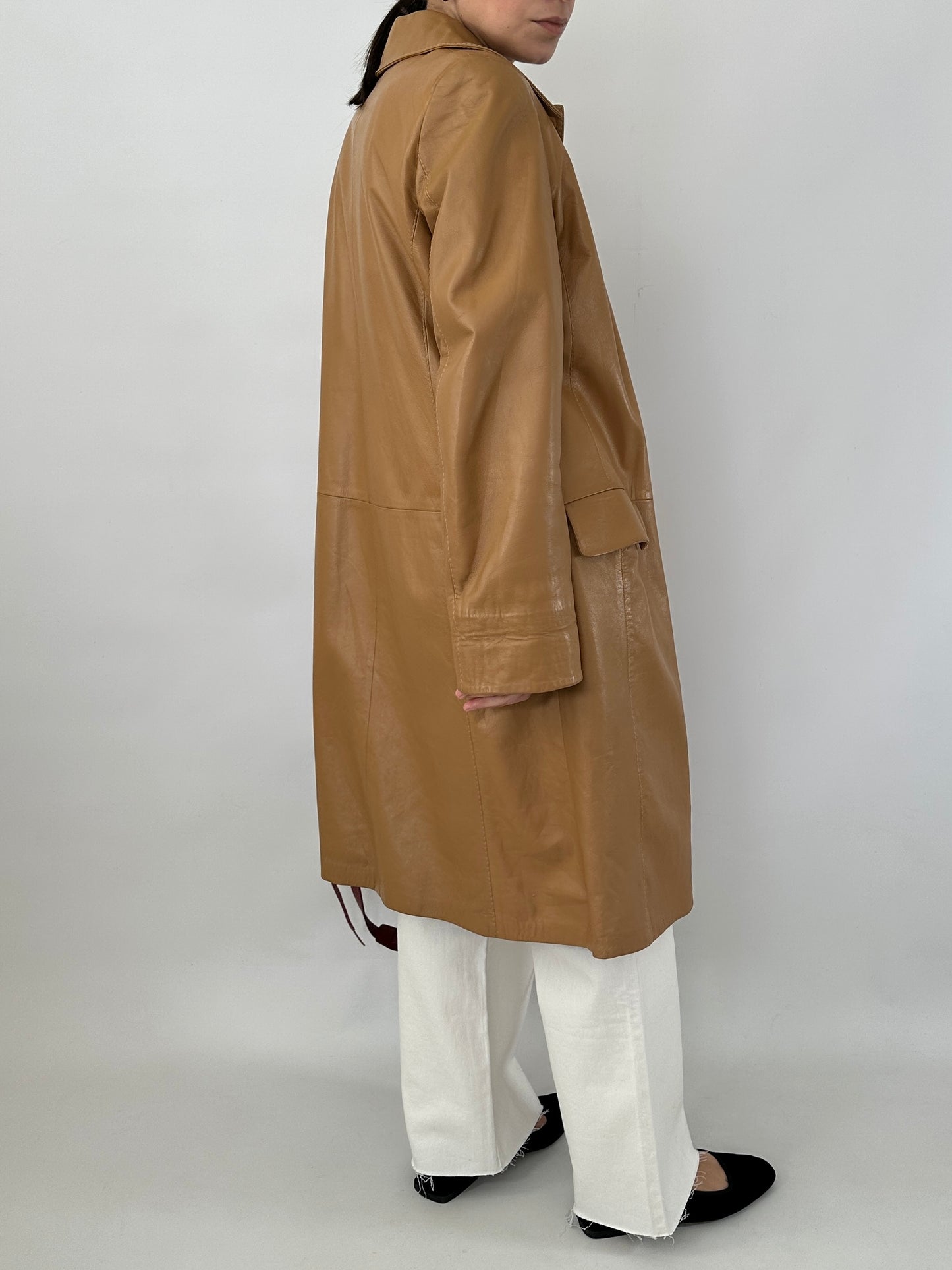 Long soft leather vintage jacket