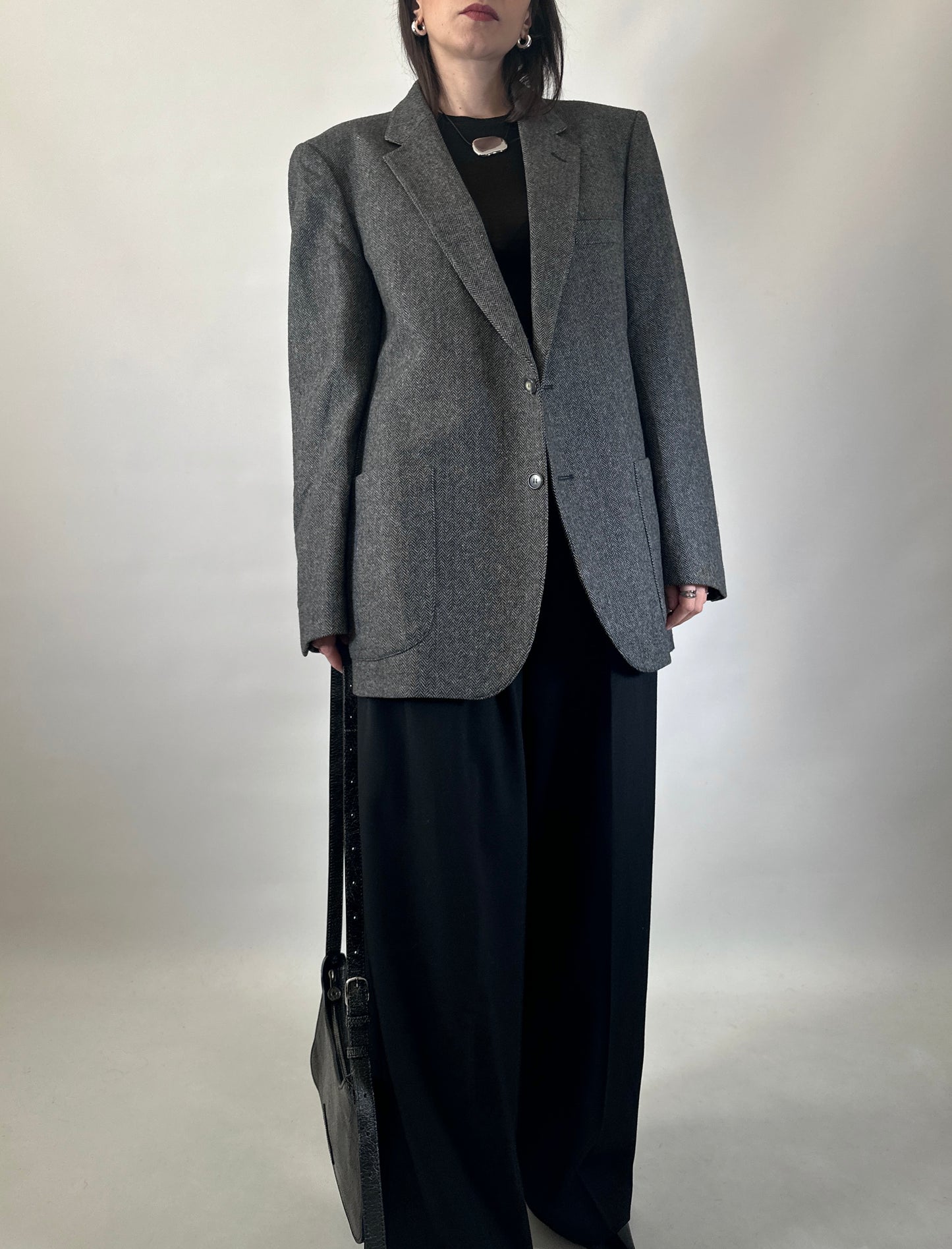 Vintage Herringbone Cashmere Blend Blazer