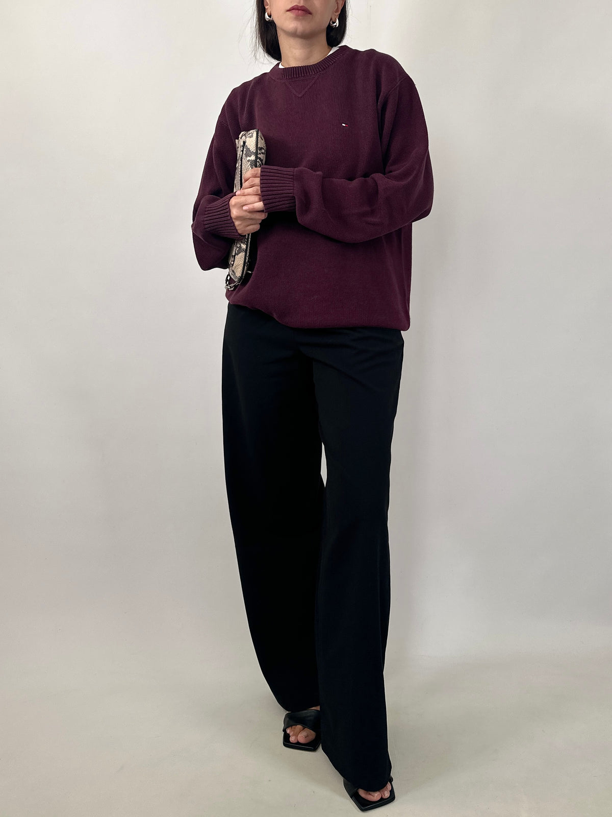Tommy Hilfiger Burgundy Cotton Sweater