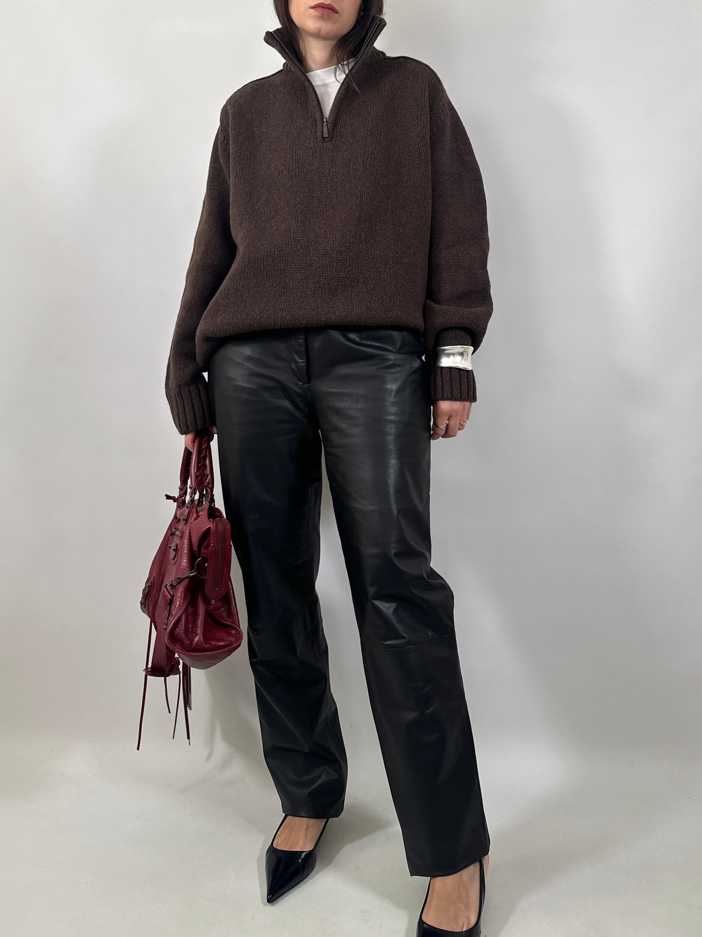 Vintage Leather Five-Pocket Trousers