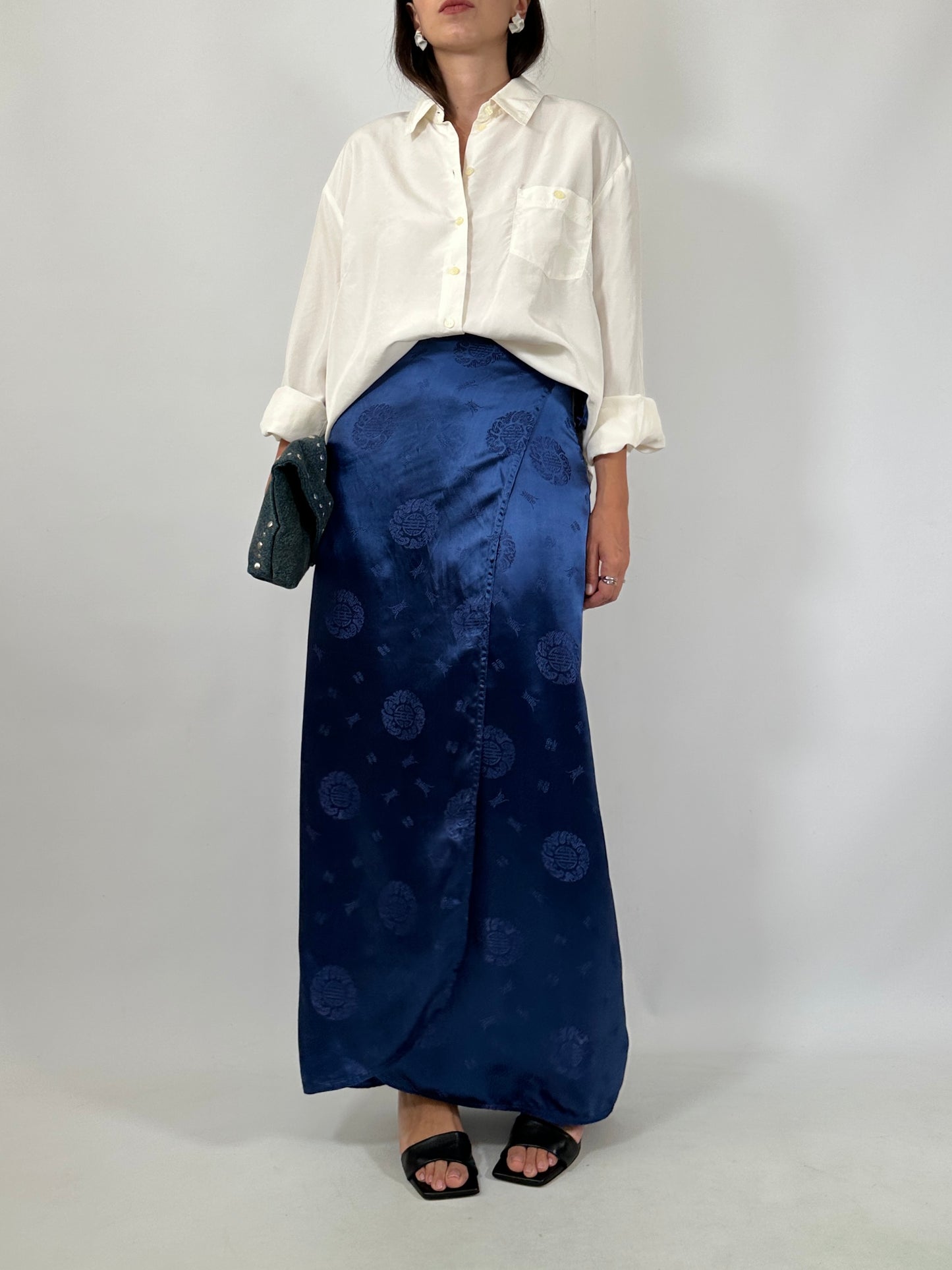 Japanese Jacquard Satin Wrap Skirt