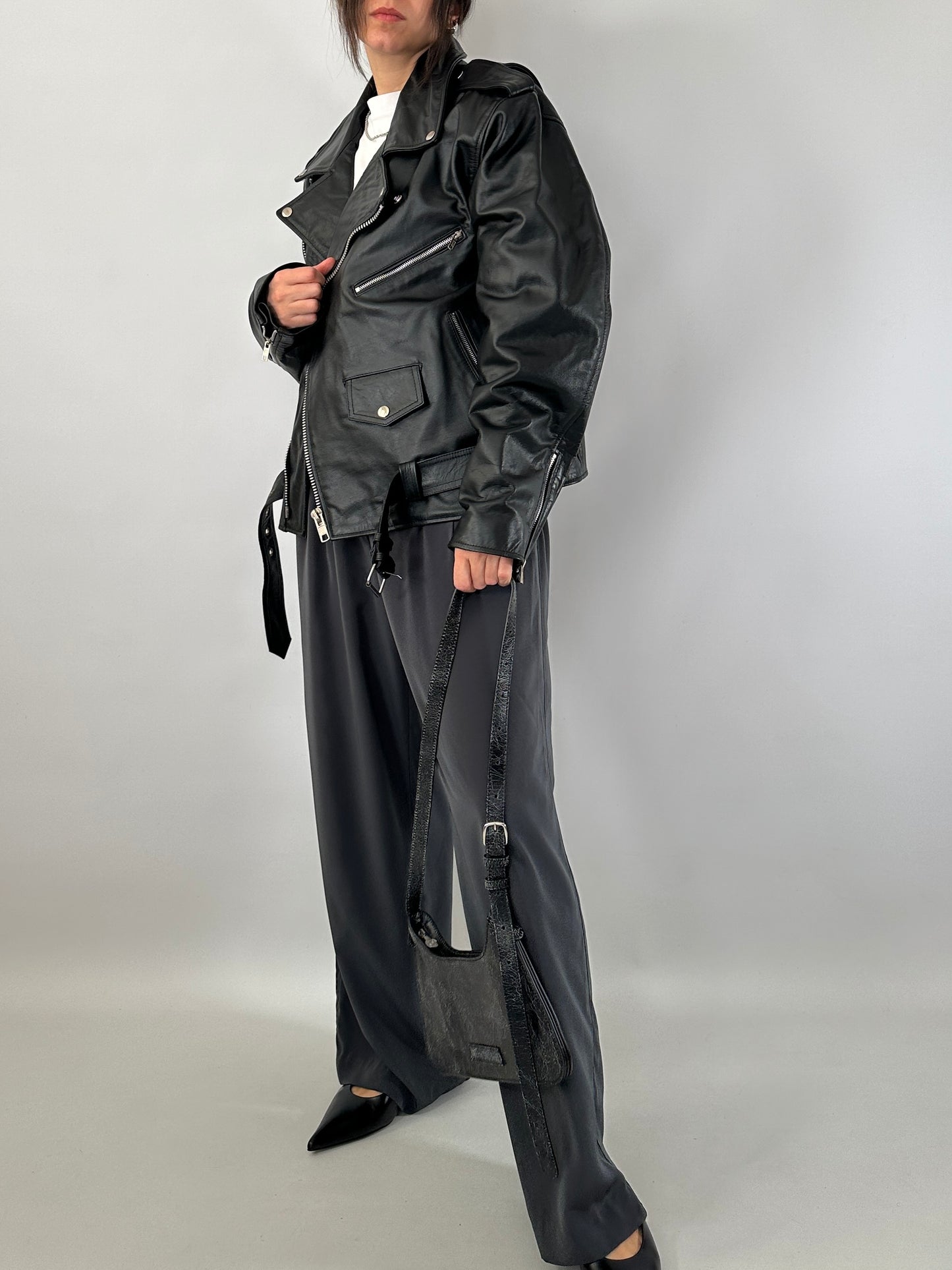 Iconic biker jacket in genuine leather