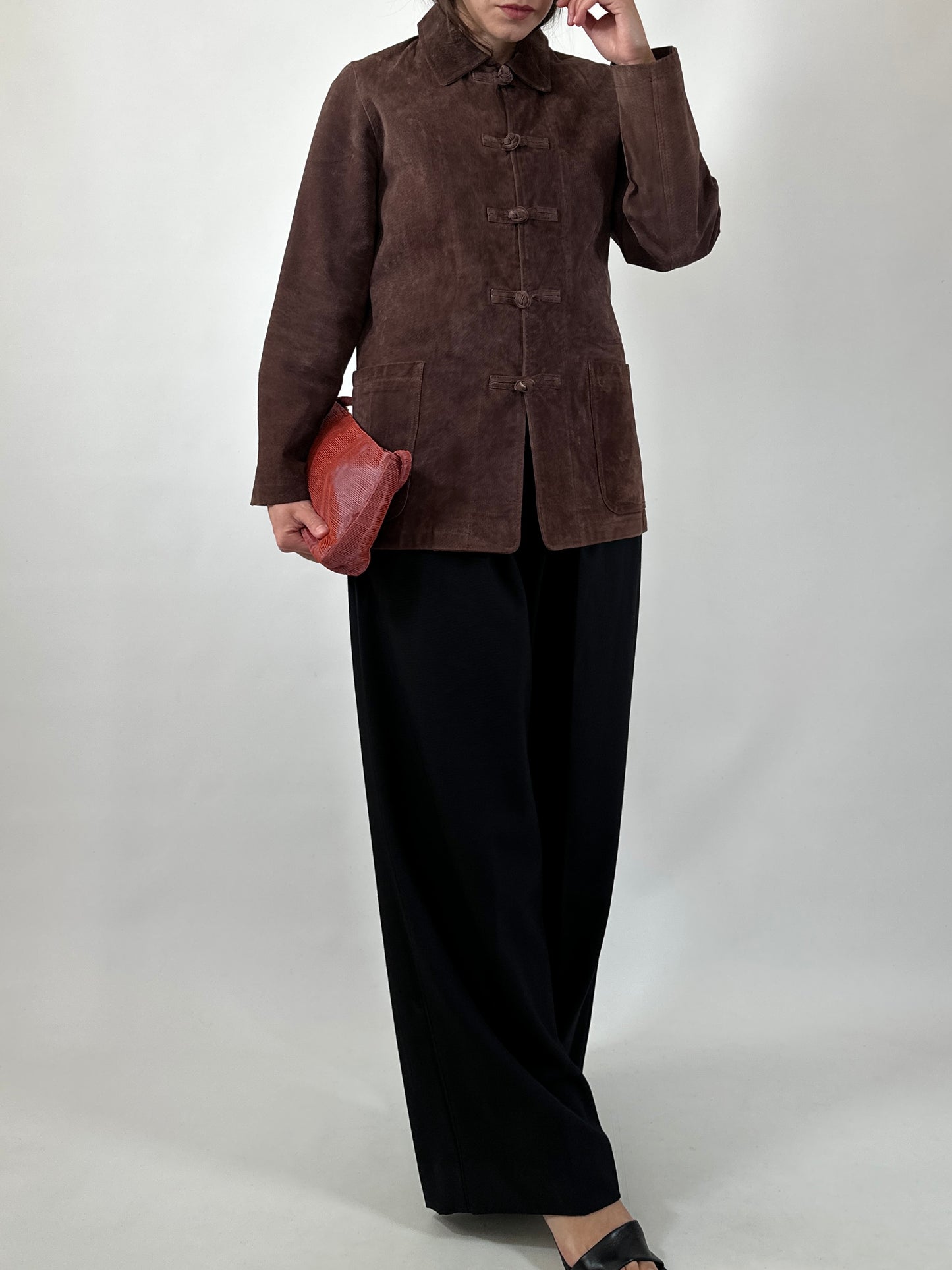 Leather Jacket with Frog Closure