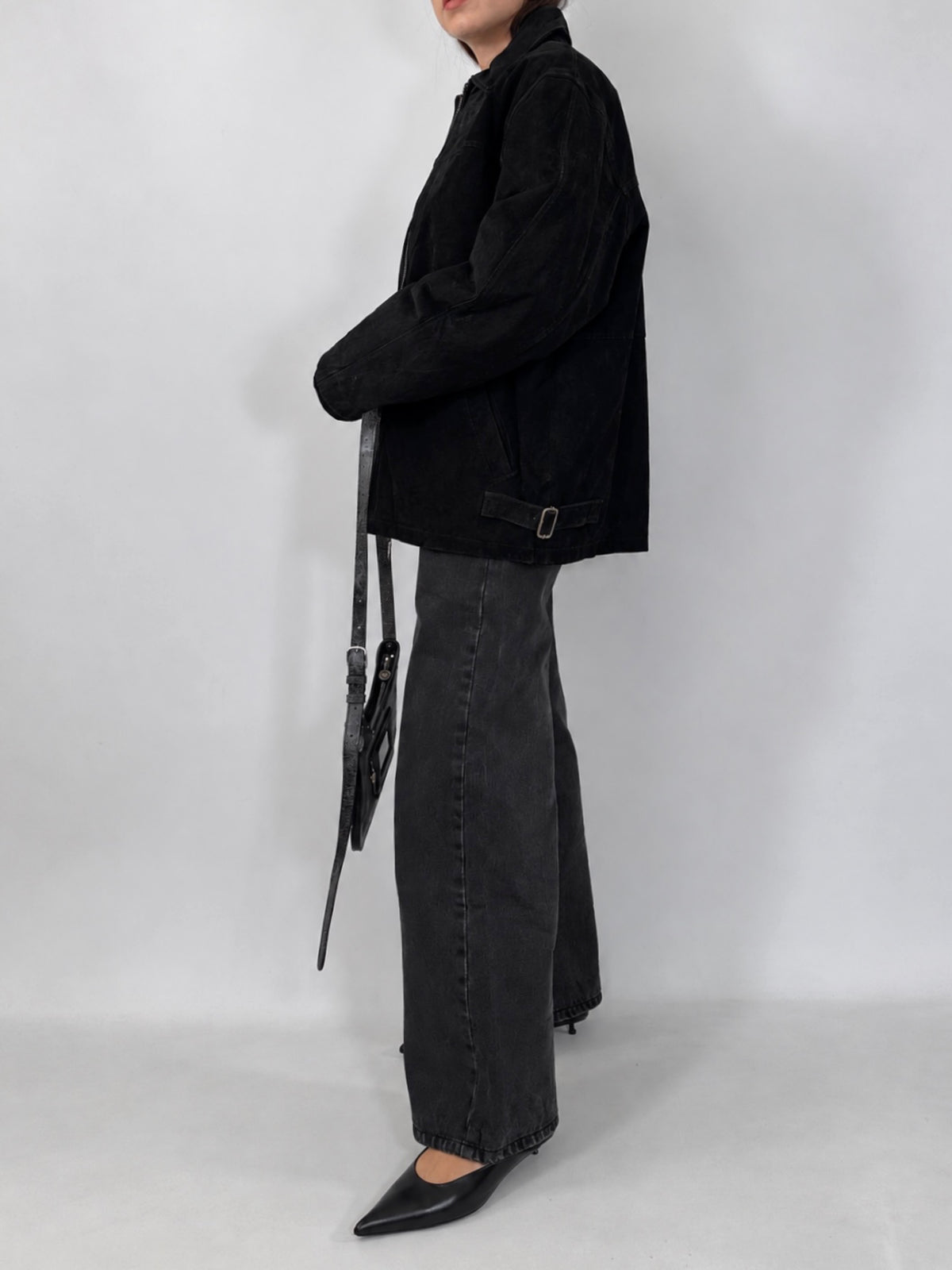 Black Suede Zip-up Jacket