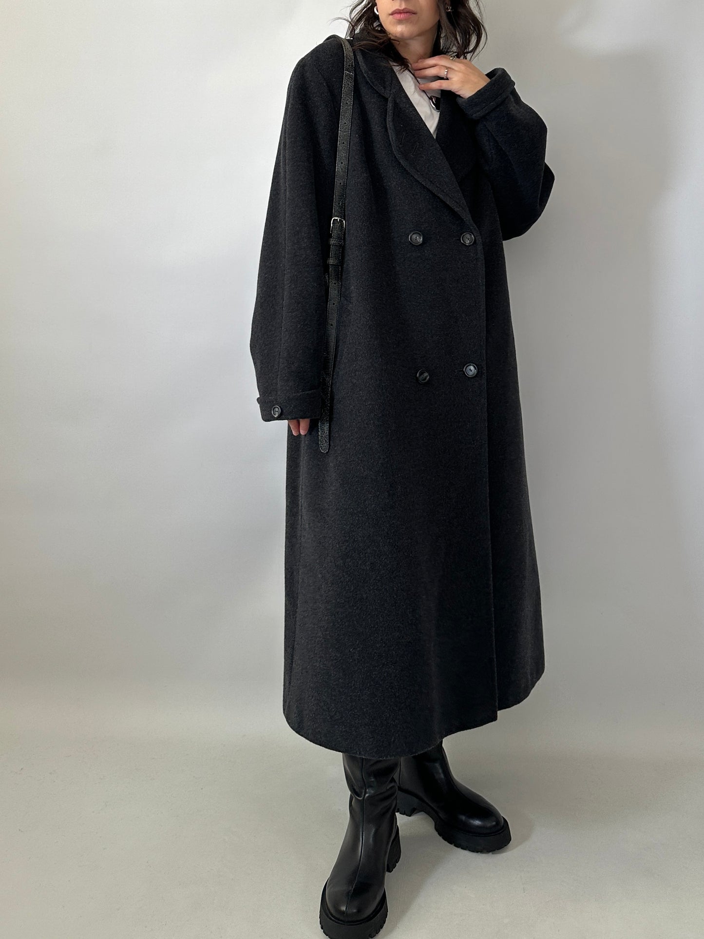 Vintage wool and kid mohair long coat - oversized fit