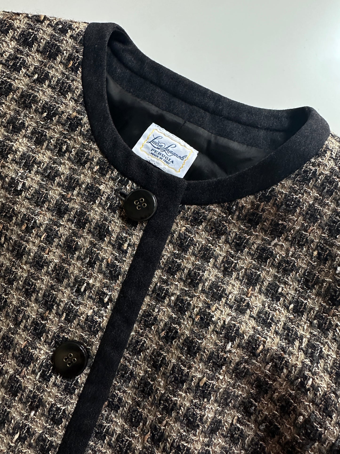 Vintage Collarless Tweed Jacket