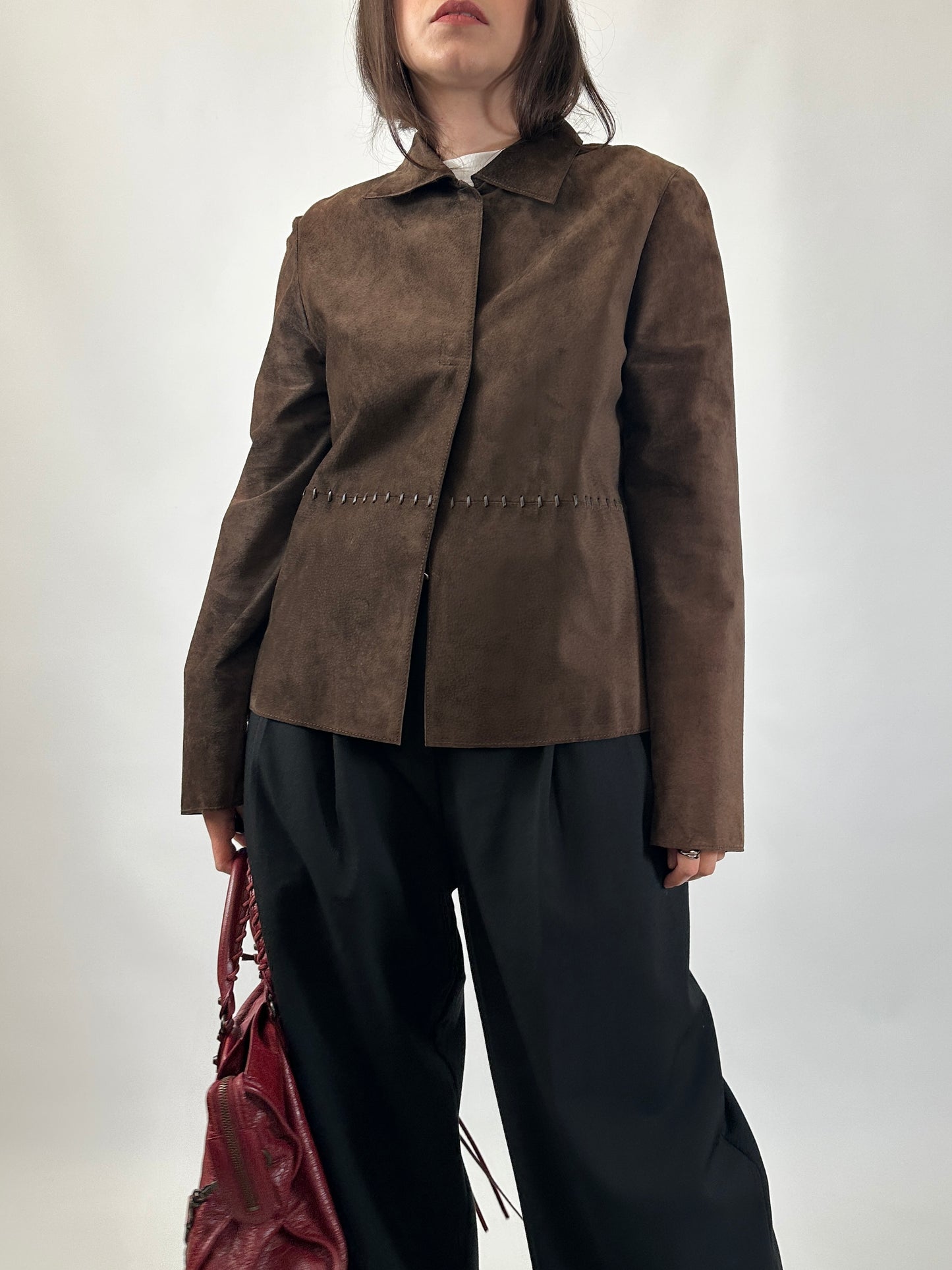 Brown Suede Boxy Fit Jacket