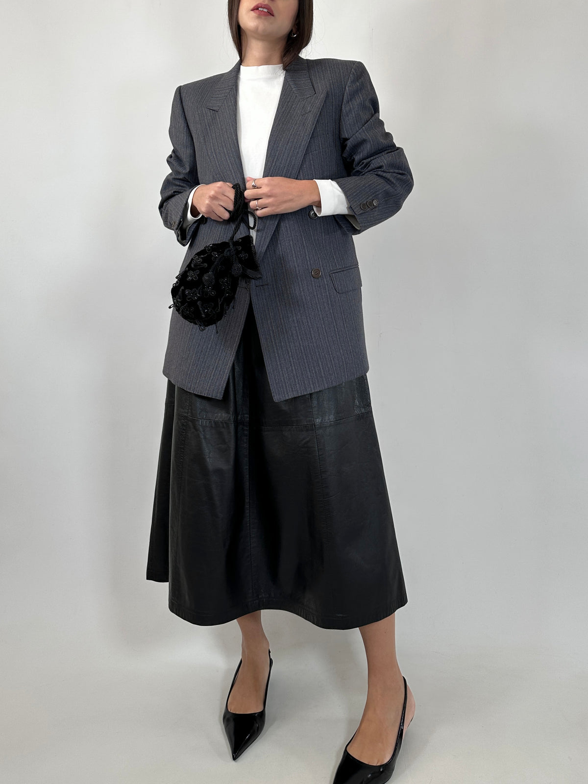 Vintage Grey Tailored Wool Blazer