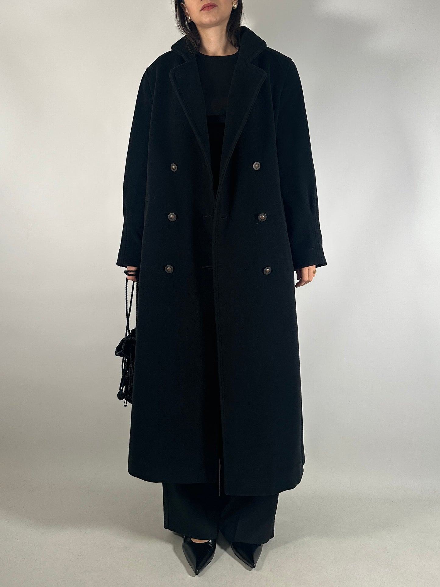 Vintage Black Loden-Style Coat