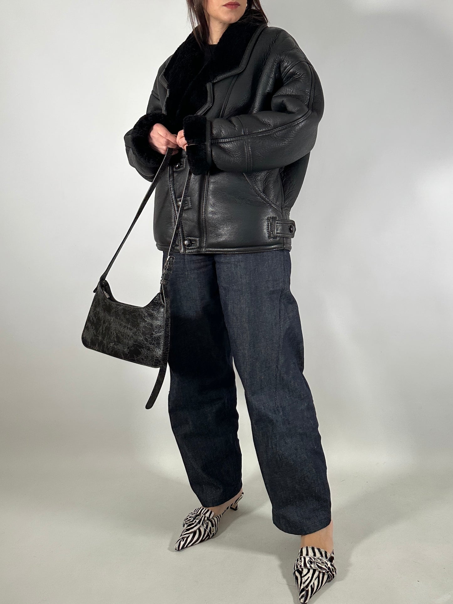 Vintage Black Shearling Jacket